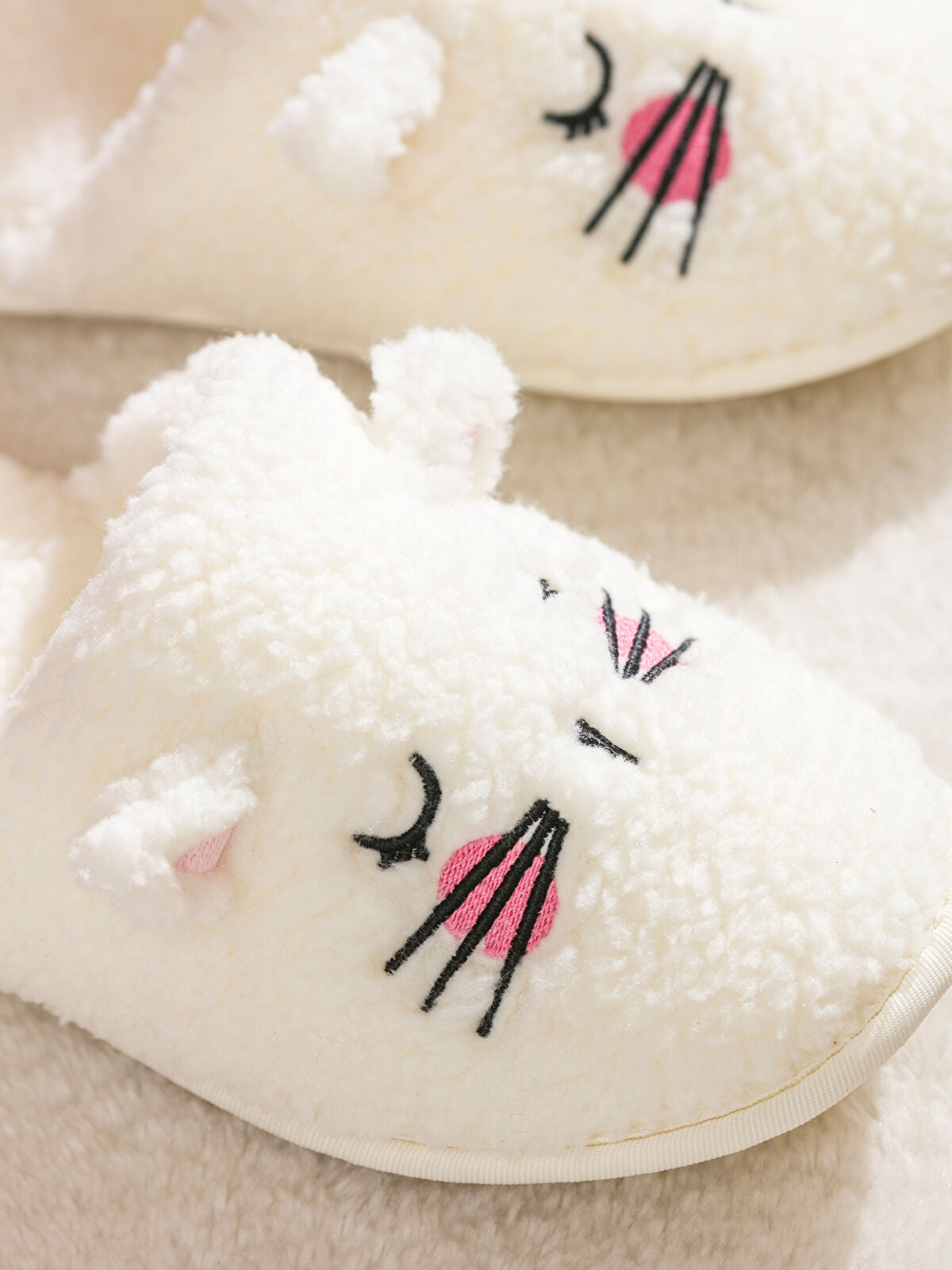 Animal Embroidered Plush Women's Home Slippers