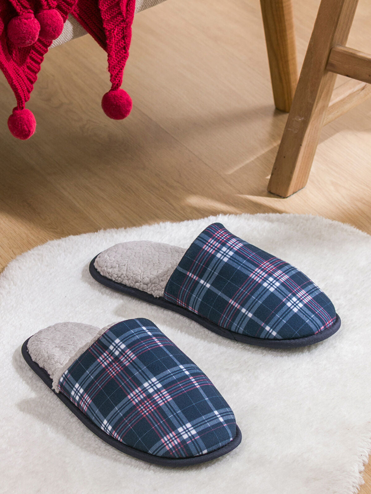 Ekose Patterned Men's House Slippers