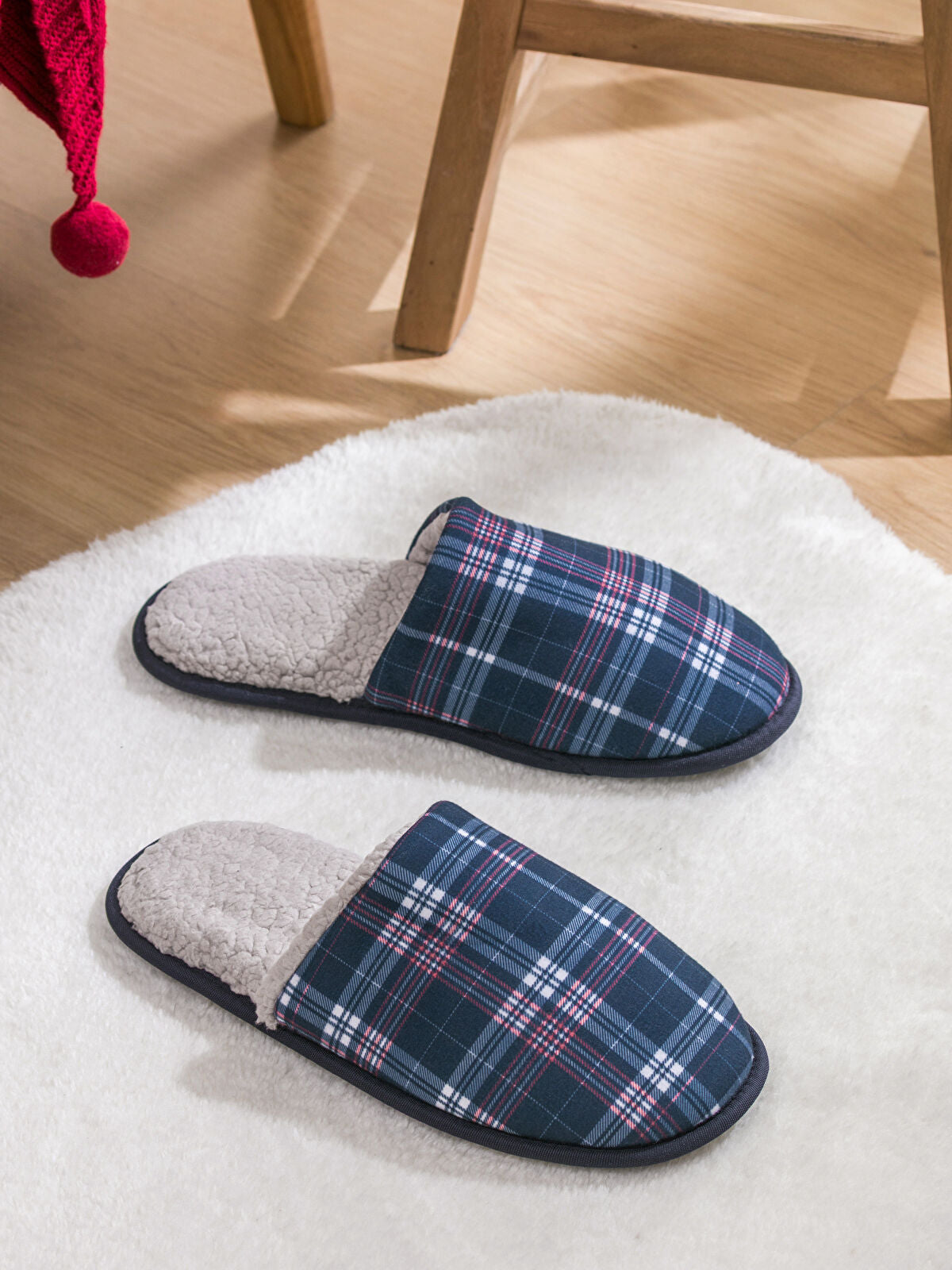 Ekose Patterned Men's House Slippers