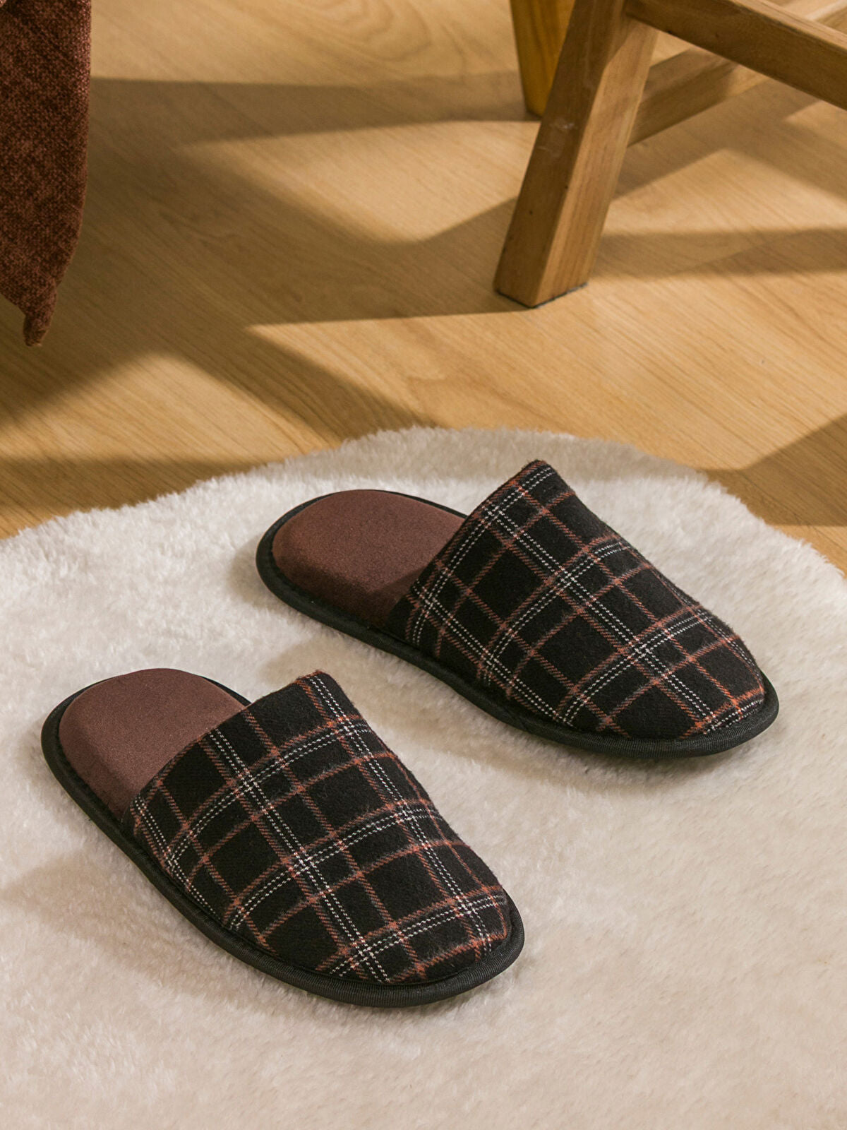 Ekose Patterned Men's House Slippers
