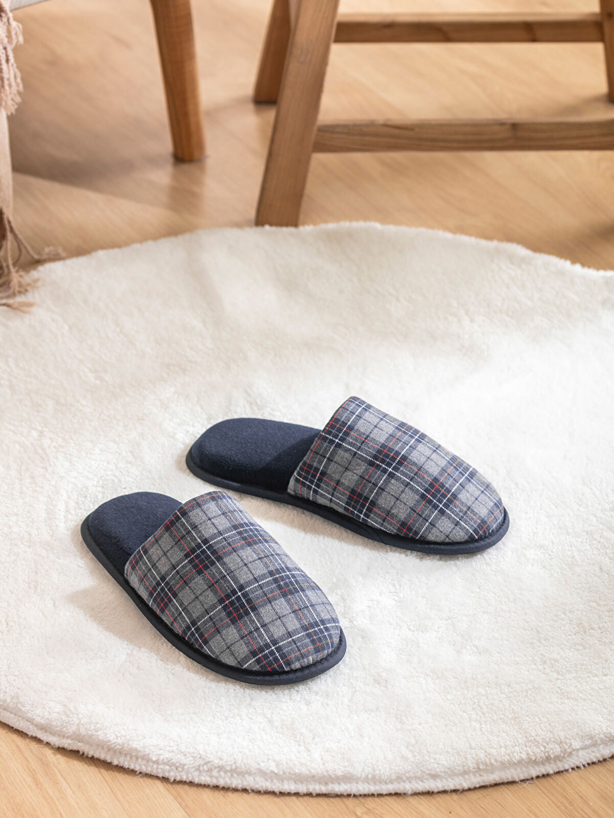 Ekose Patterned Men's House Slippers