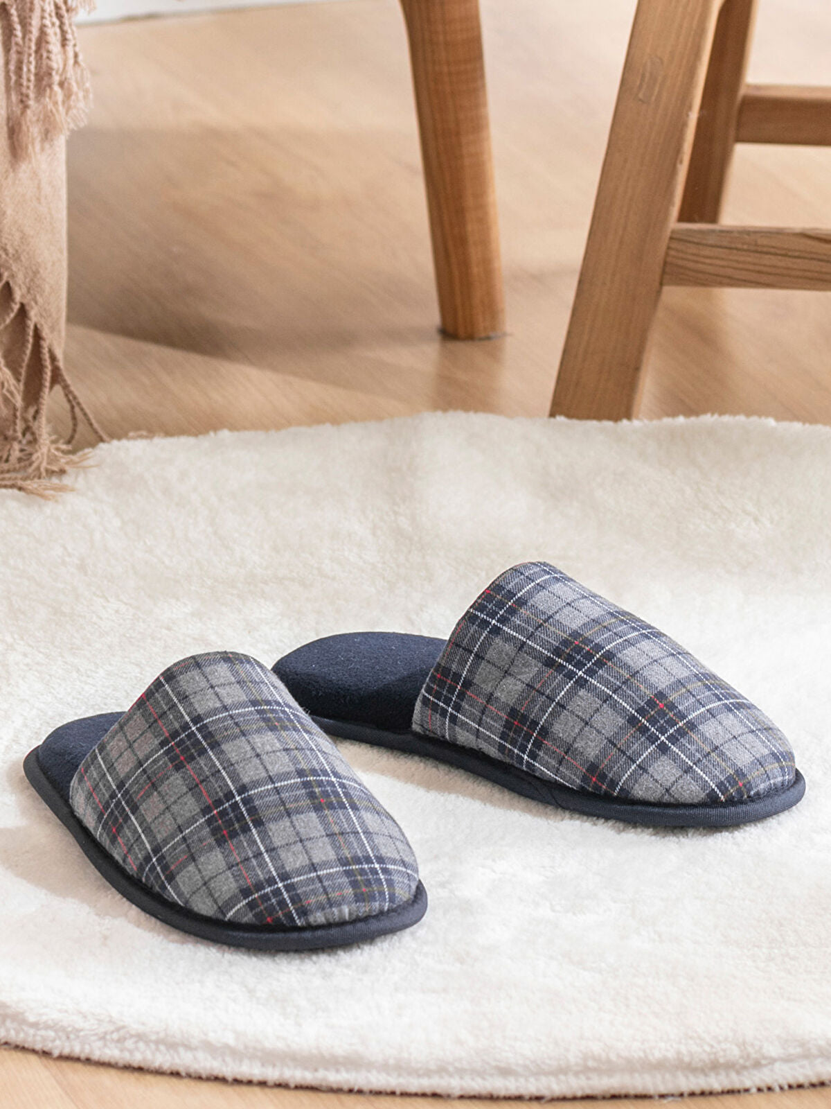 Ekose Patterned Men's House Slippers