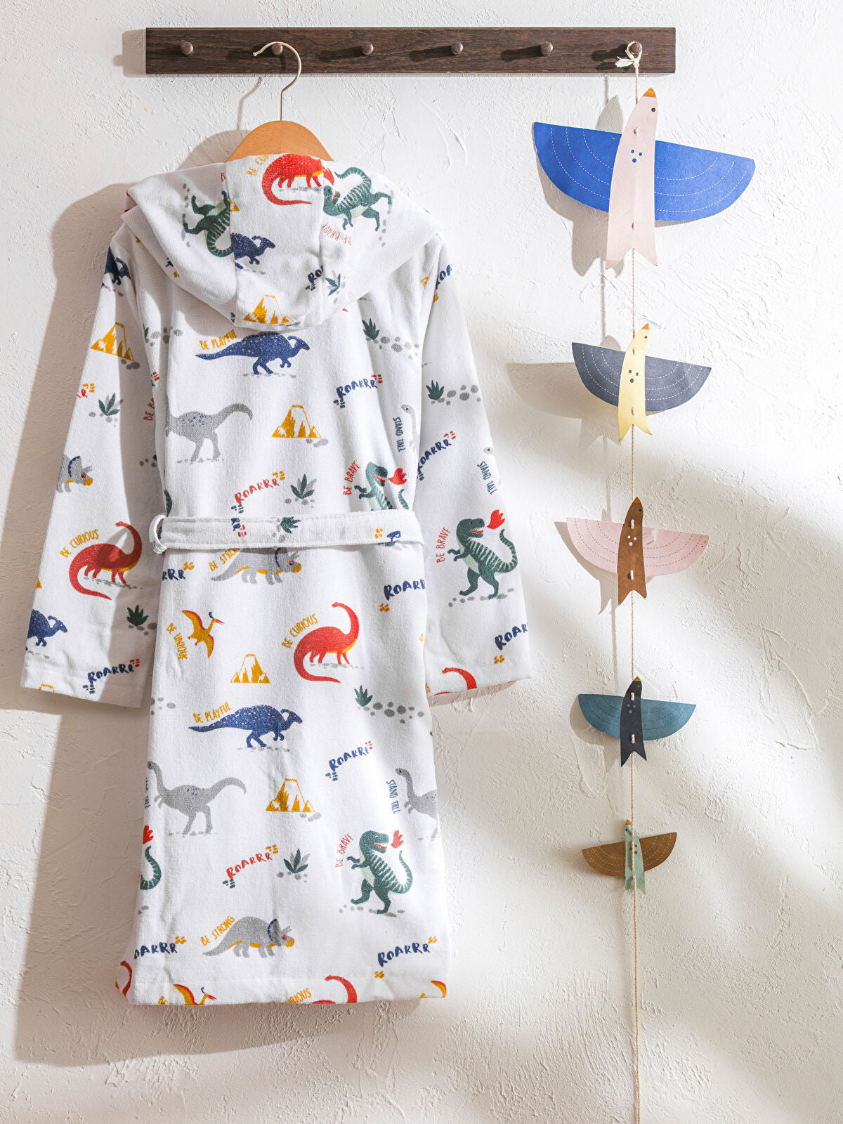 Dinosaur Embroidered Girls Child Robe