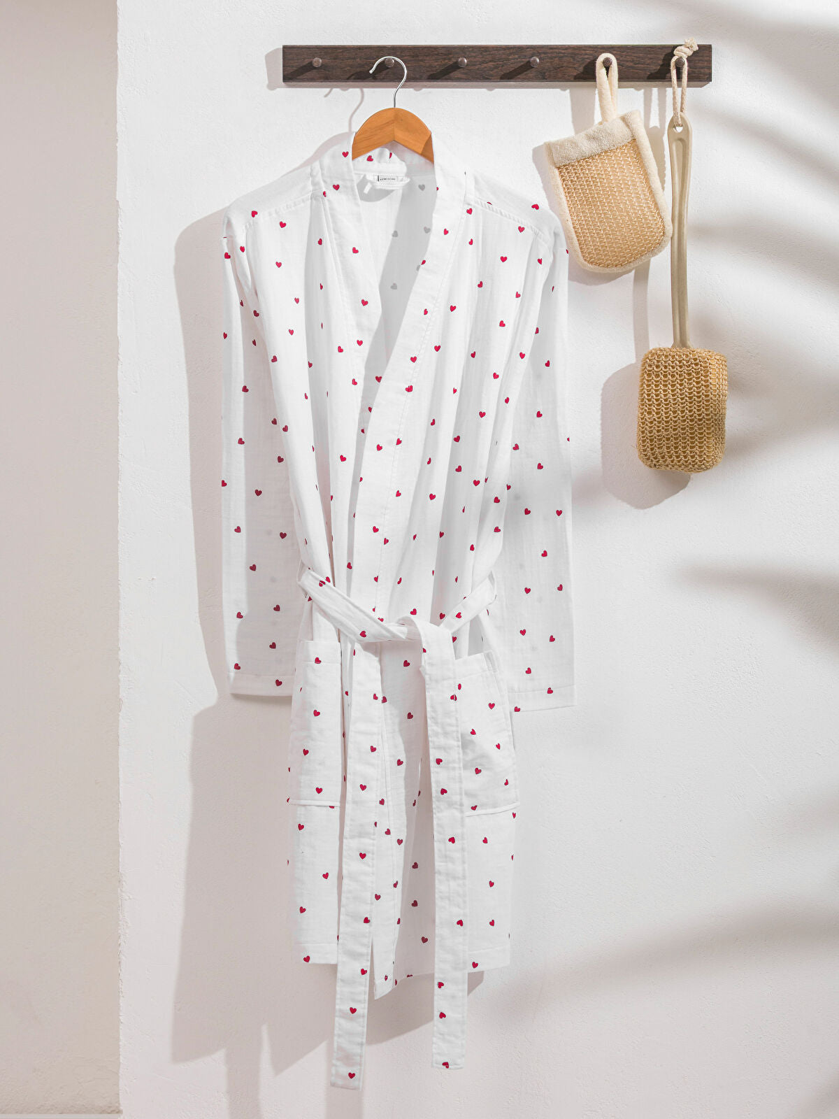 Heart Print Flannel Women's Robe