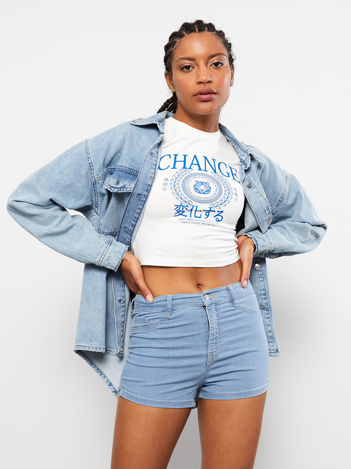 High Rise Extra Slim Fit Straight Pocket Women's Jeans Shorts
