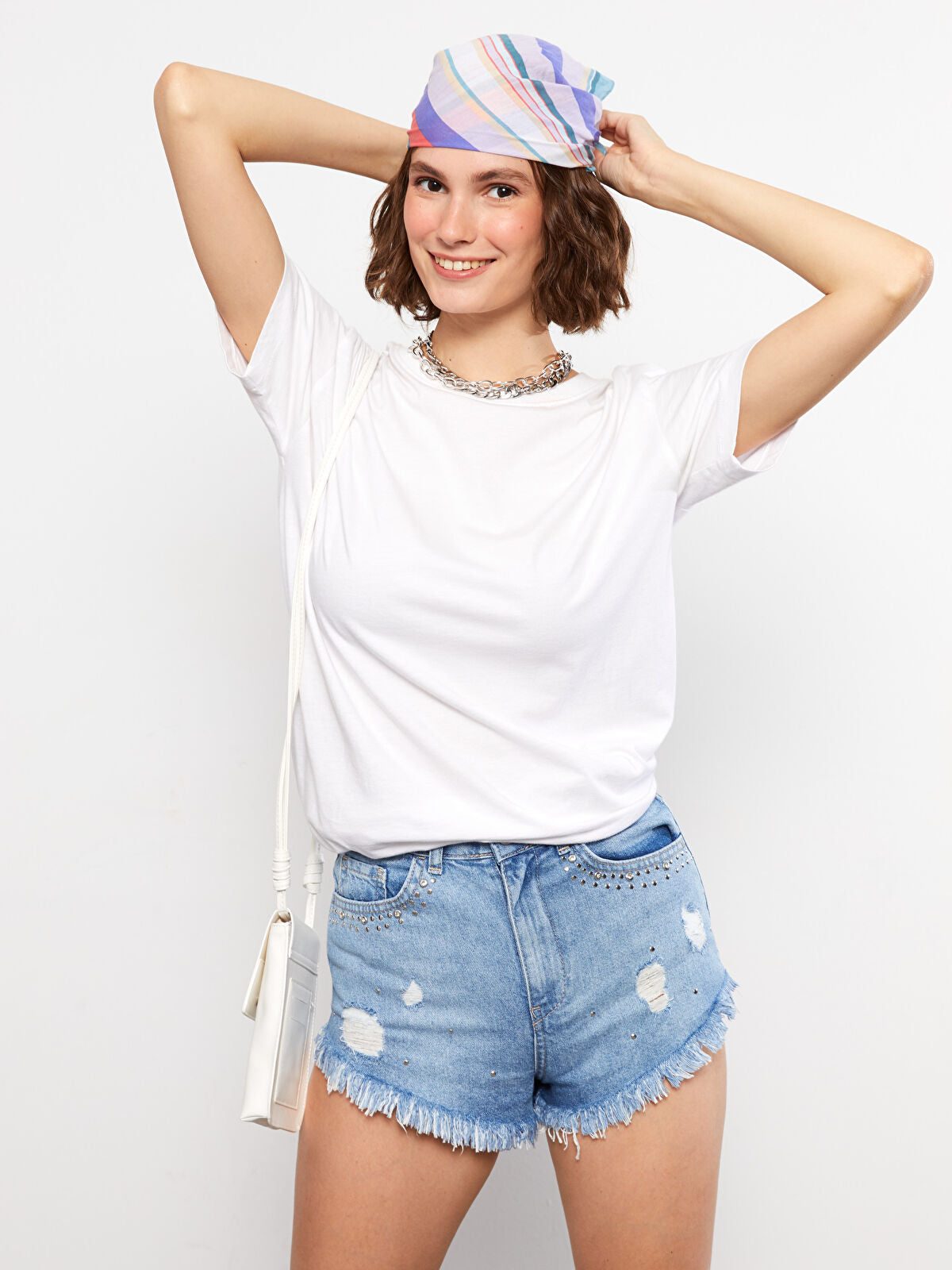 High Waist Standard Fit Ripped Detailed Women's Jeans Shorts