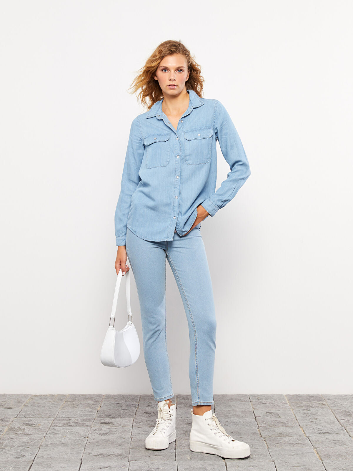 Straight Long Sleeve Women's Jean Top