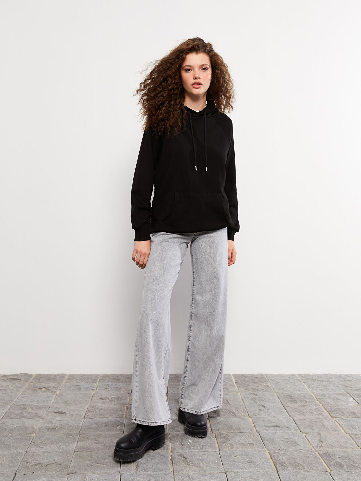 Women High Waist Wide Leg Straight Jean Pants
