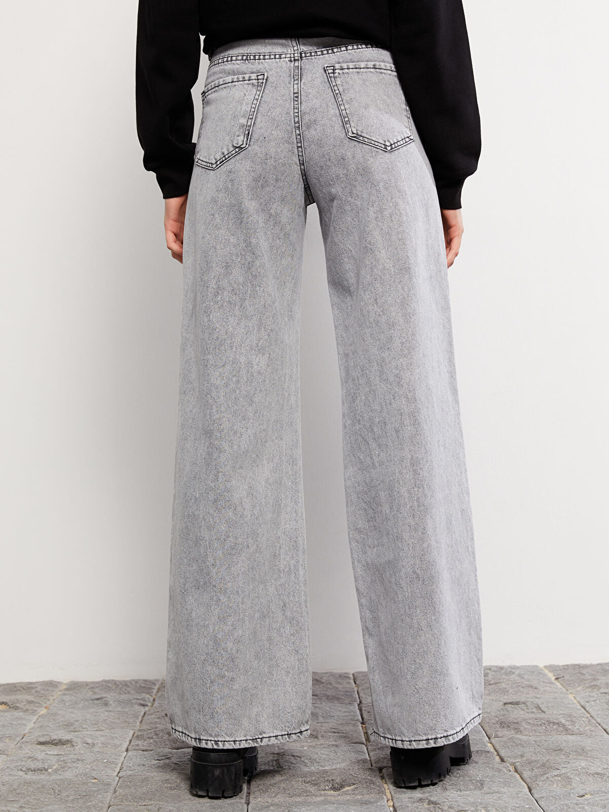 Women High Waist Wide Leg Straight Jean Pants