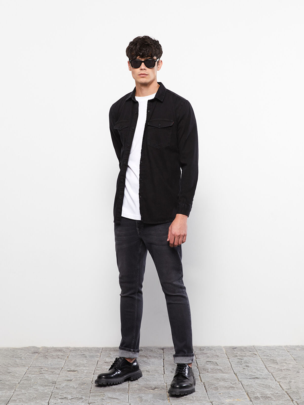 Regular Fit Long Sleeve Men's Jeans T-shirt