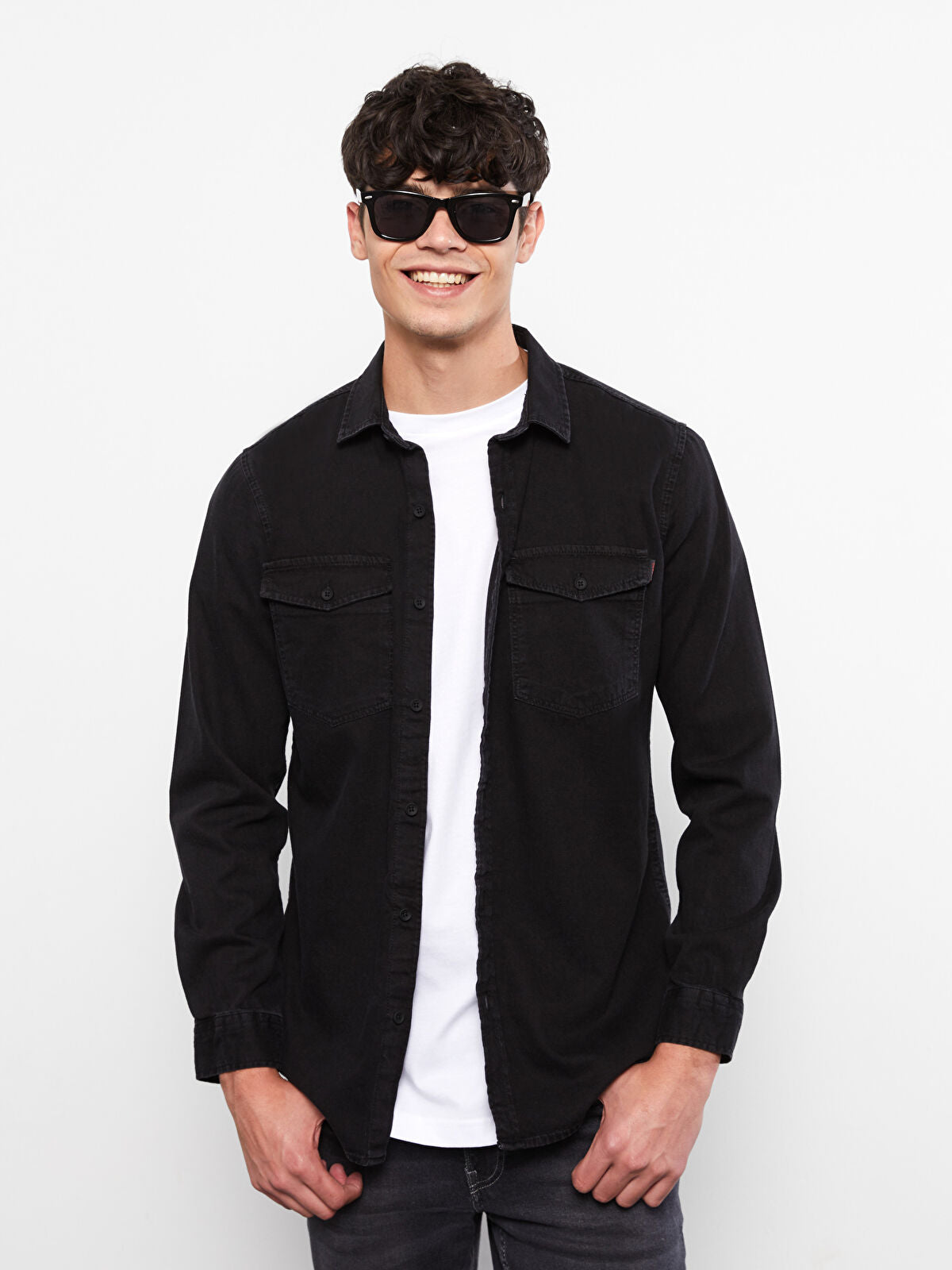 Regular Fit Long Sleeve Men's Jeans T-shirt