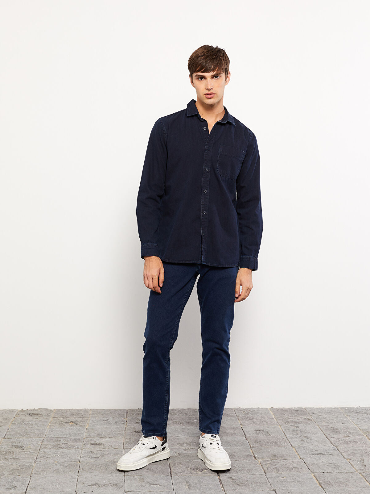 Regular Fit Long Sleeve Men's Jeans T-shirt