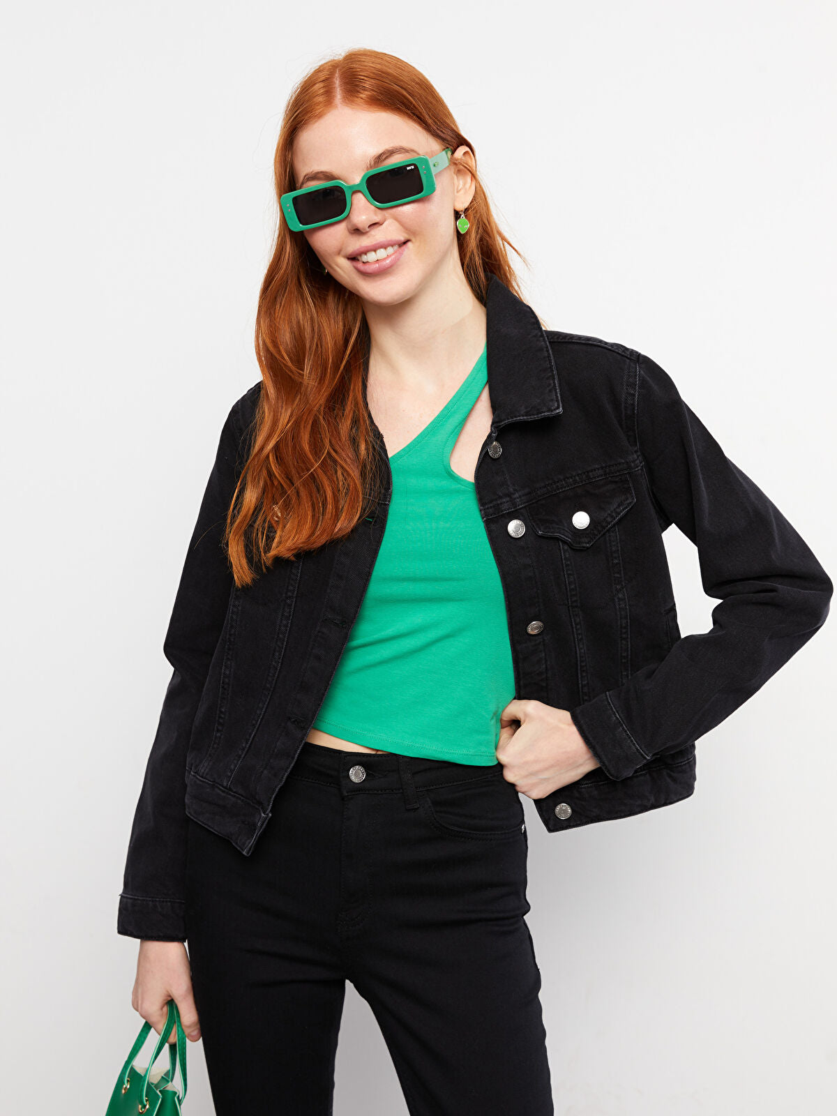 Crew Neck Women's Jean Jacket