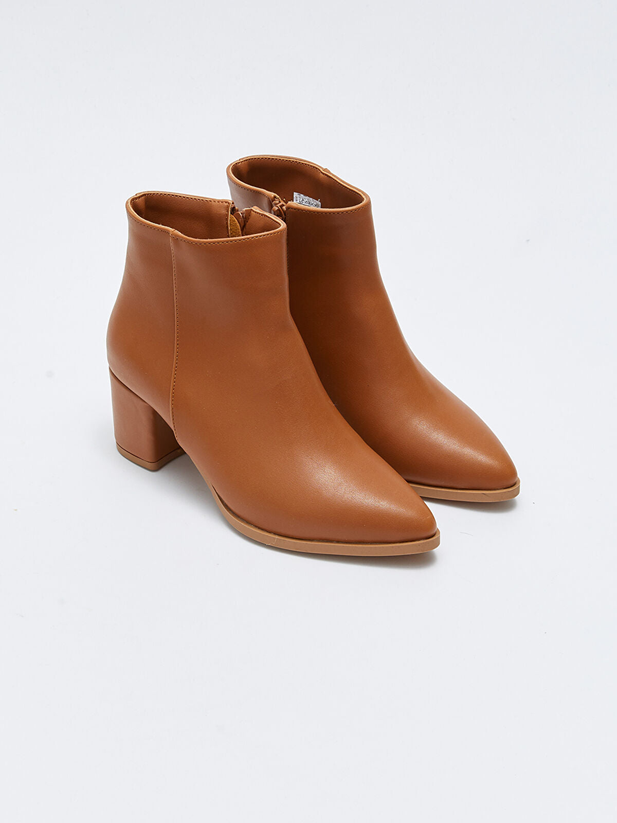 Leather-Looked Pointed Toe Women's Heeled Boot