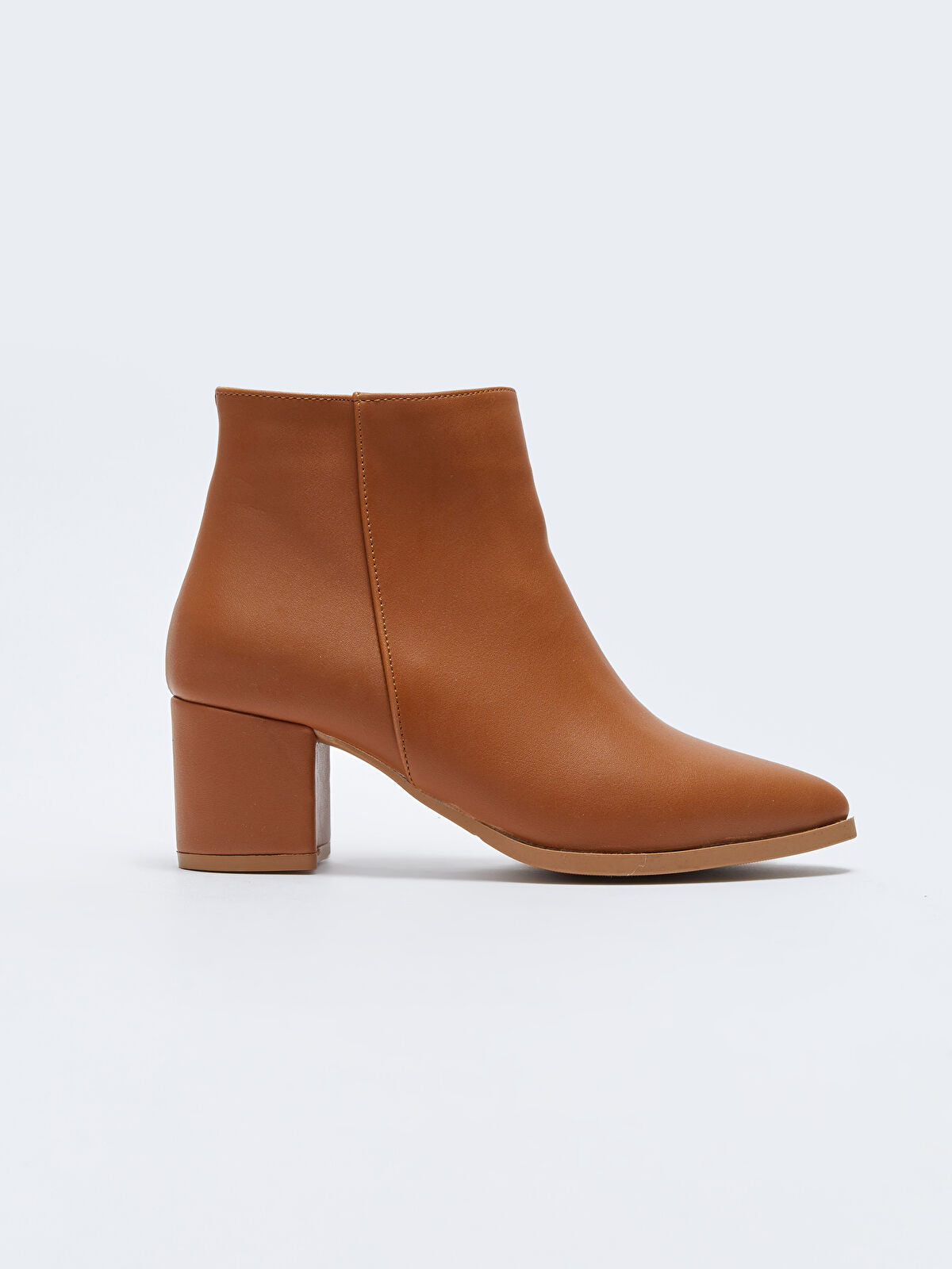 Leather-Looked Pointed Toe Women's Heeled Boot