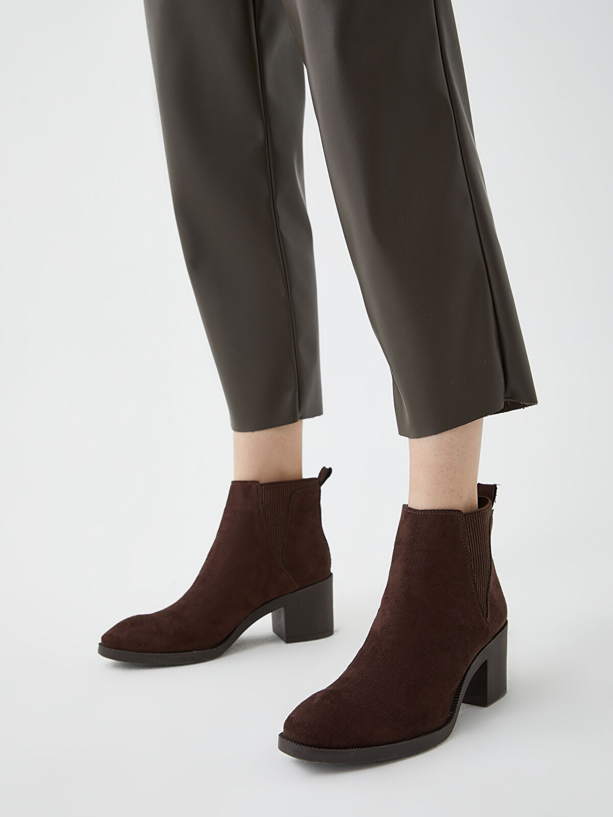 Leather-Look Heeled Women's Boot