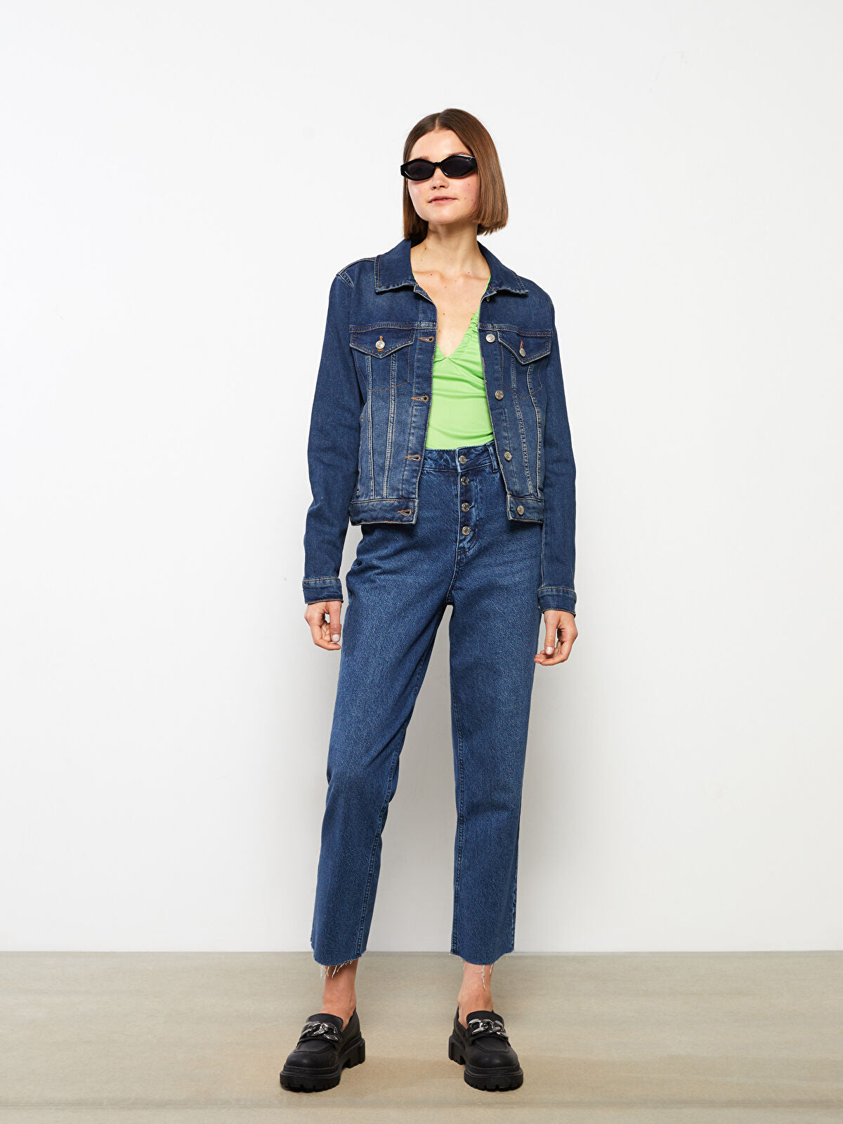 Crew Neck Women's Jean Jacket