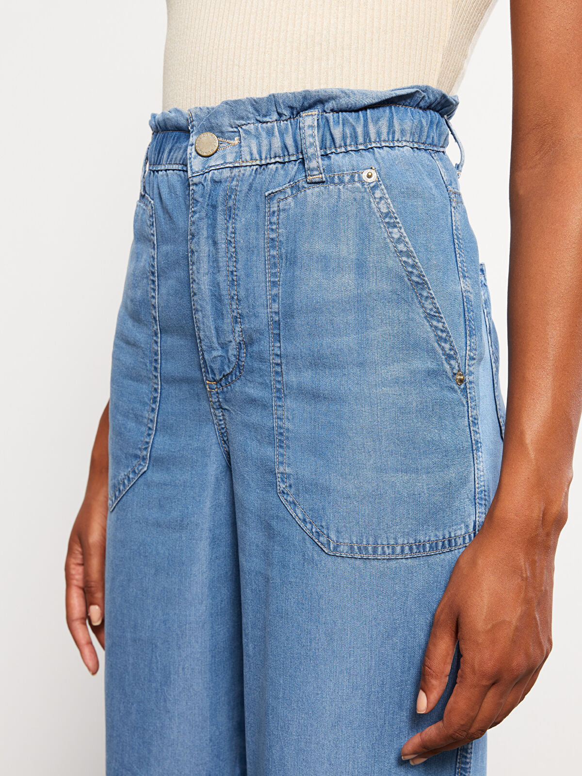 Women High Waist Wide Leg Straight Jean Pants