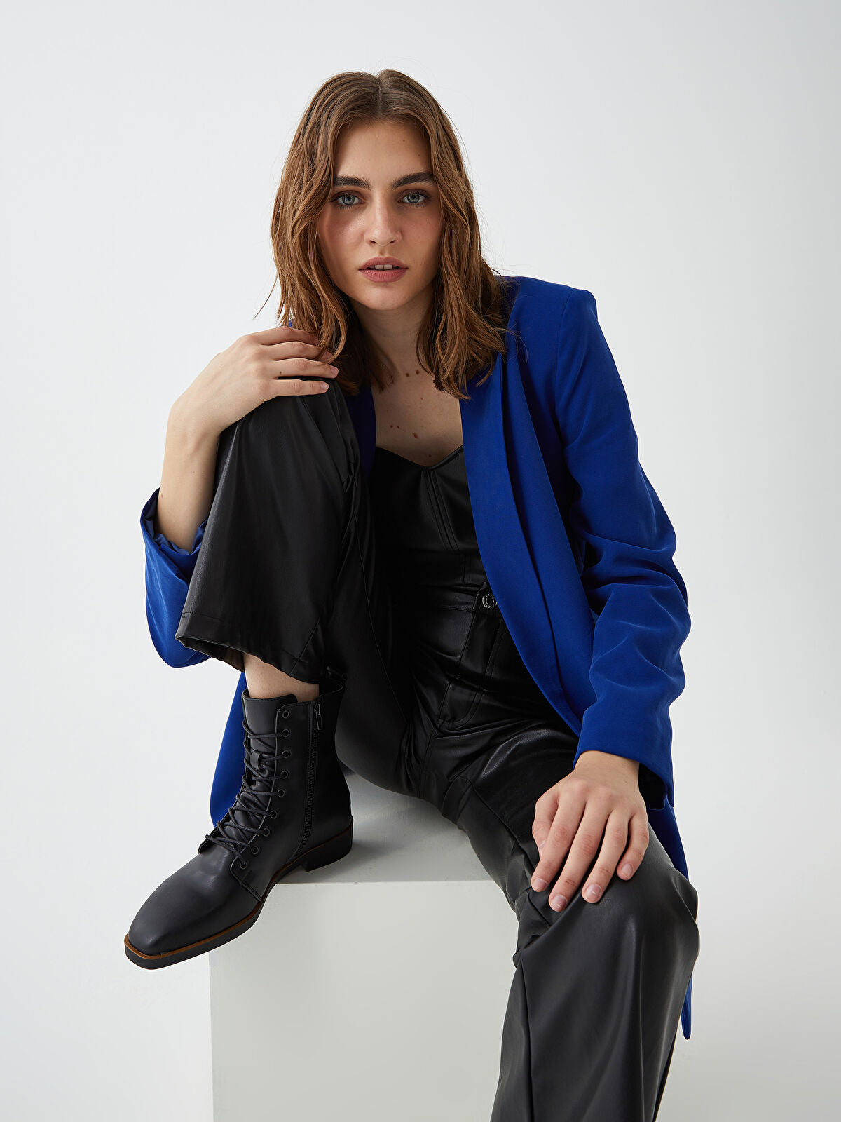 Leather-Look Ankle Women's Heeled Boot