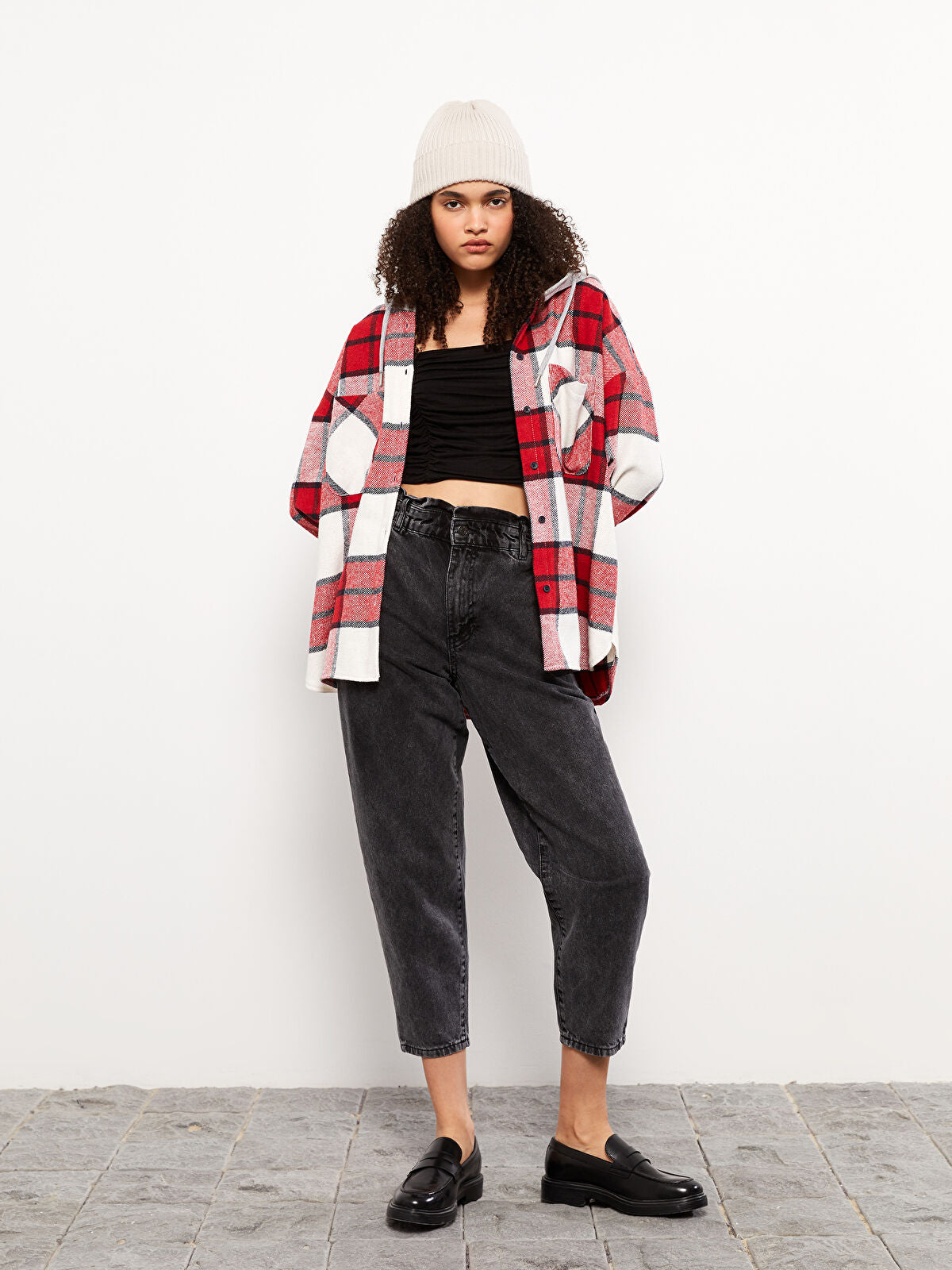 High Waist Paperbag Women's Jeans Pants