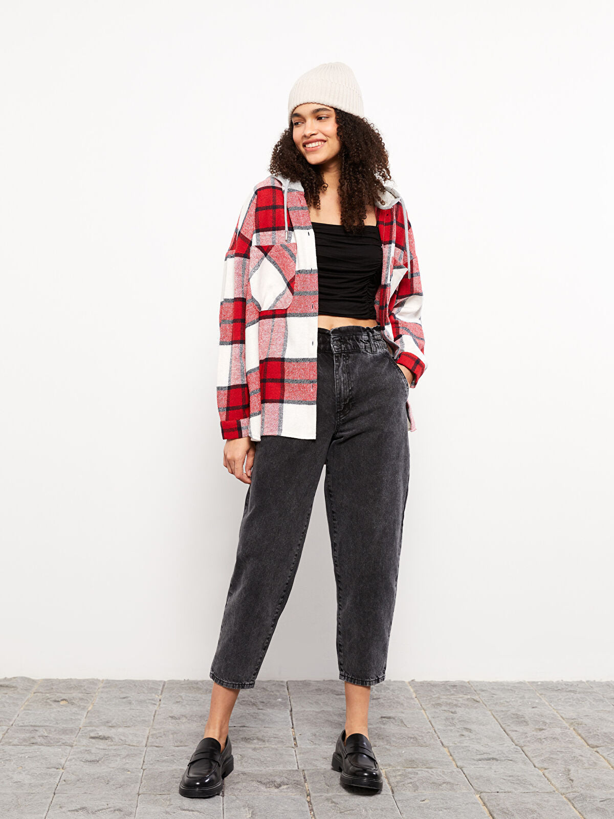 High Waist Paperbag Women's Jeans Pants