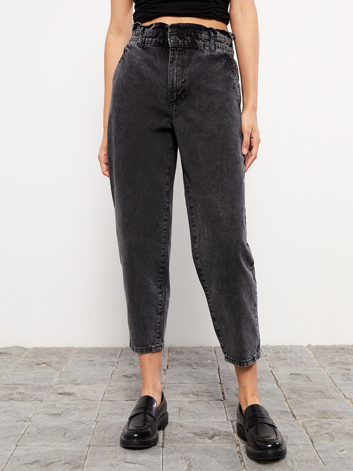 High Waist Paperbag Women's Jeans Pants