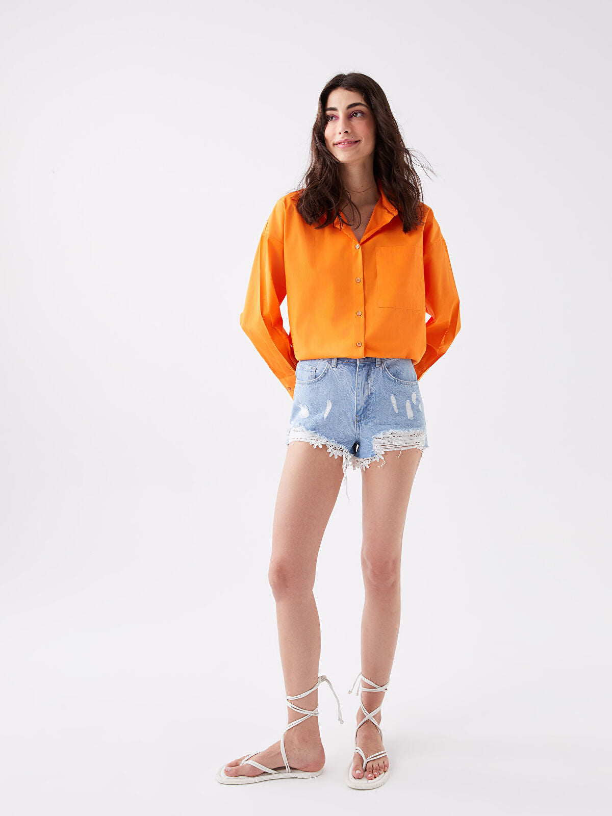 Standard Fit Ripped Detailed Women's Jeans Shorts