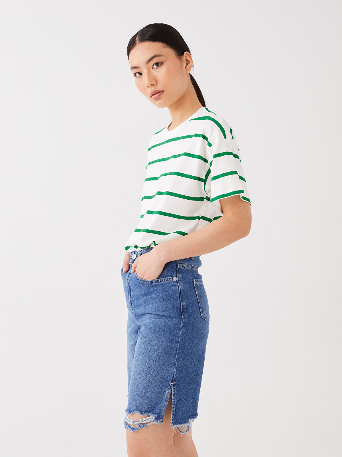 High Waist Bermuda Fit Women's Jeans Shorts