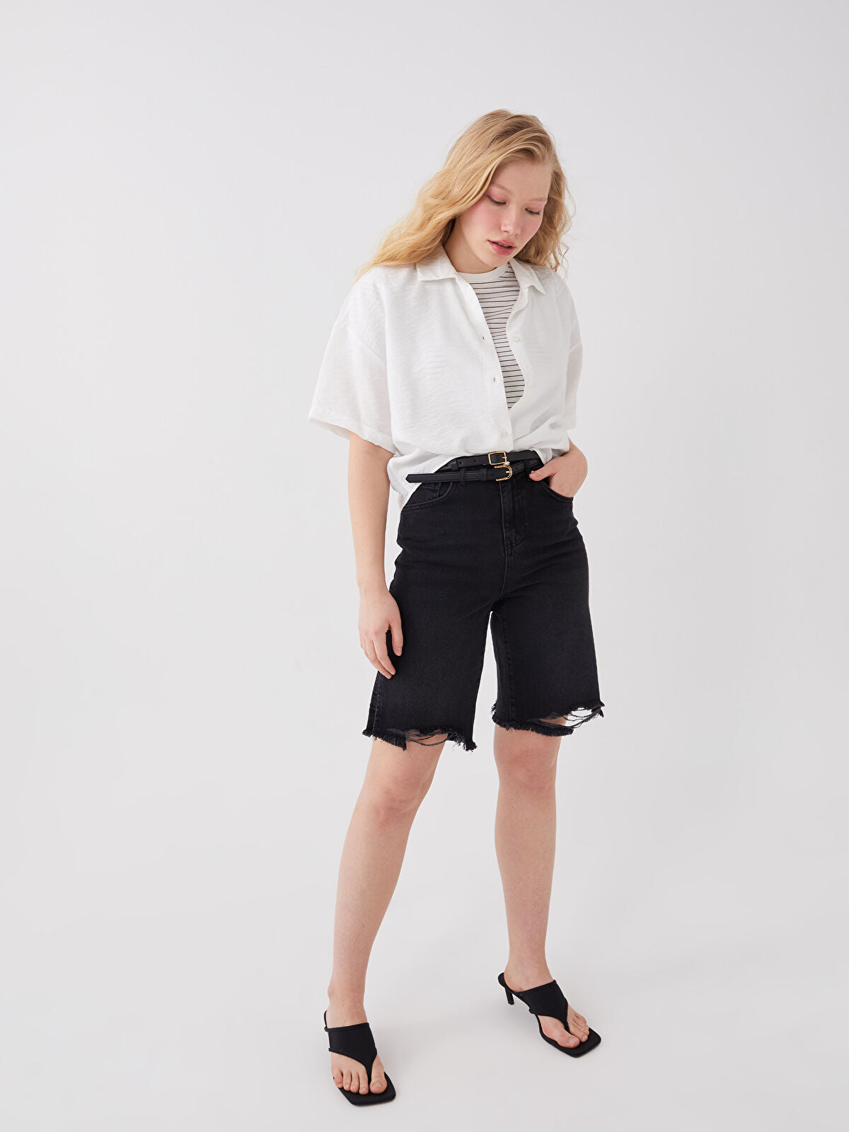 High Waist Bermuda Fit Women's Jeans Shorts