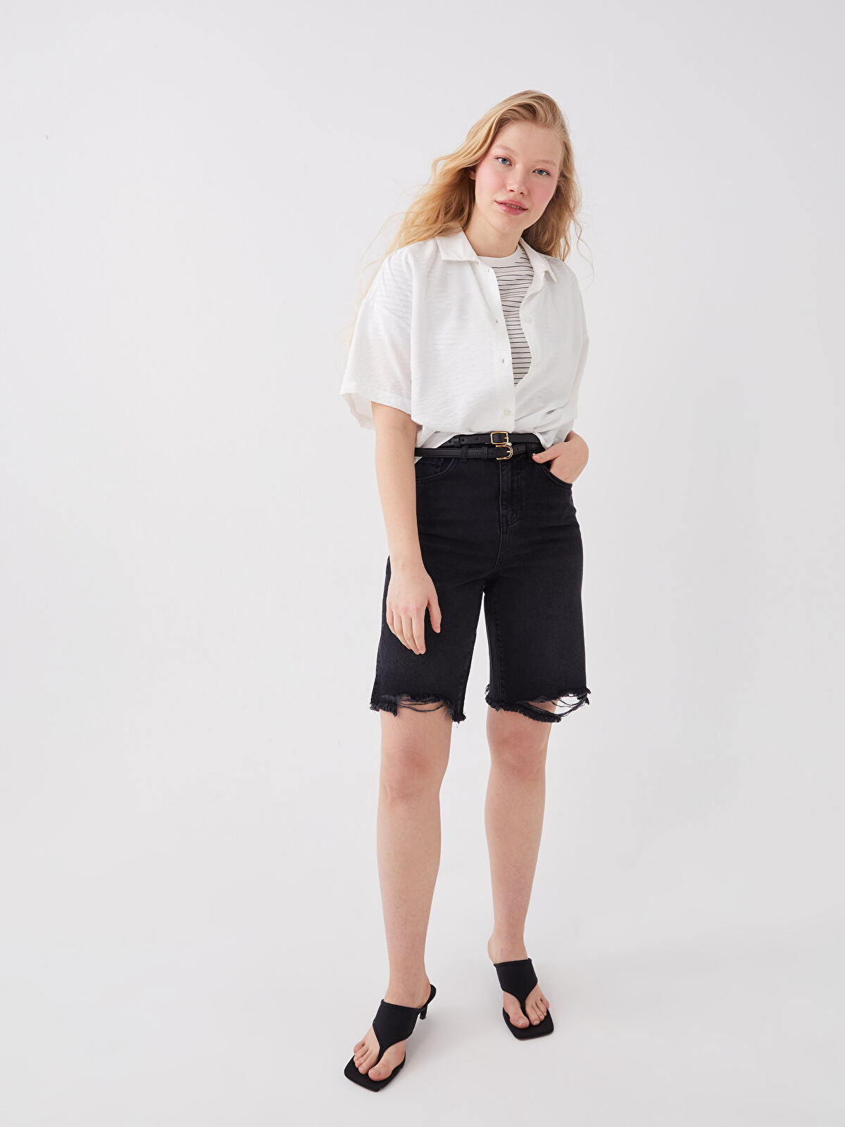 High Waist Bermuda Fit Women's Jeans Shorts