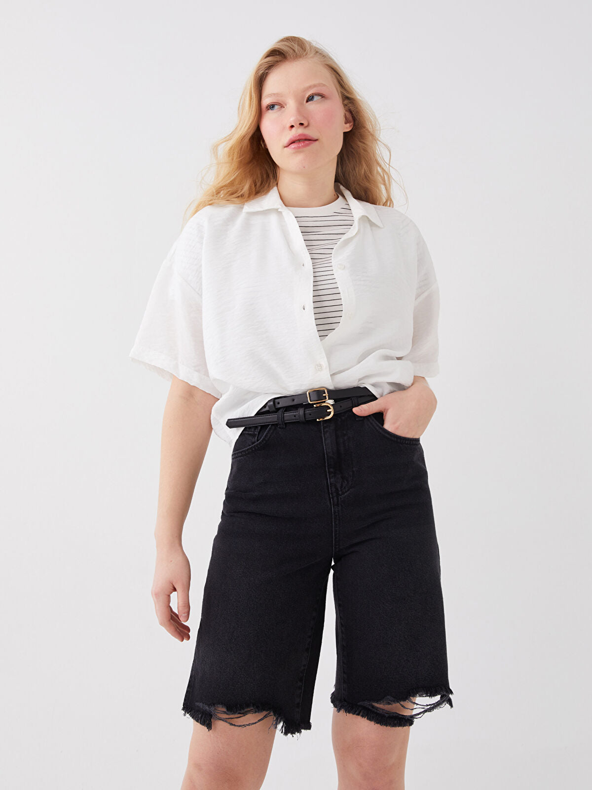 High Waist Bermuda Fit Women's Jeans Shorts