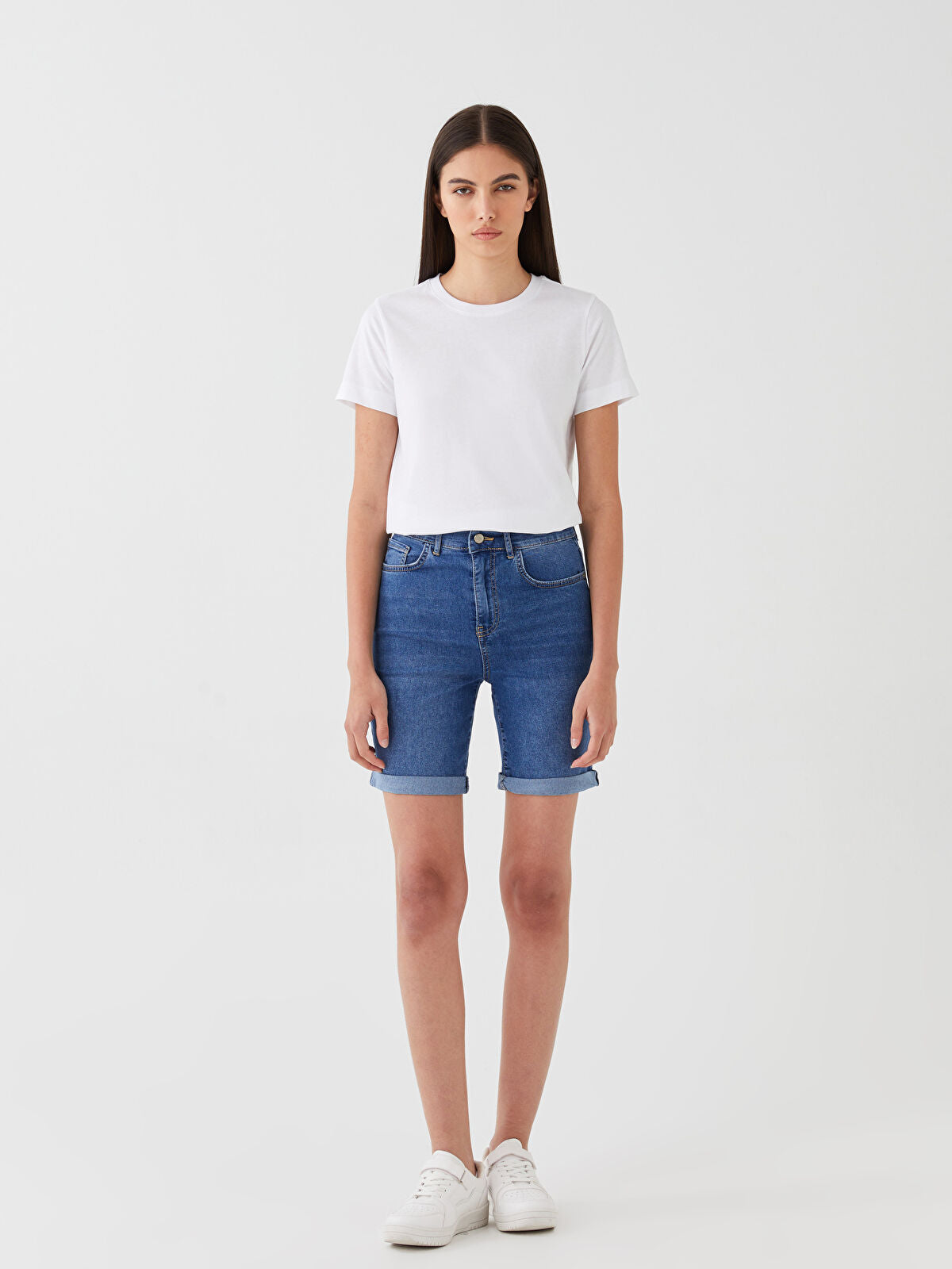 Normal Waist Bermuda Fit Women's Jeans Short