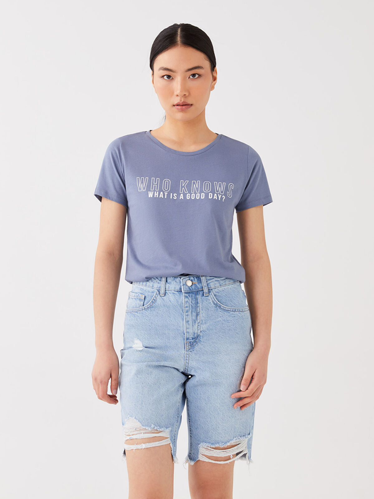 Bermuda Fit Ripped Women's Denim Jean Shorts