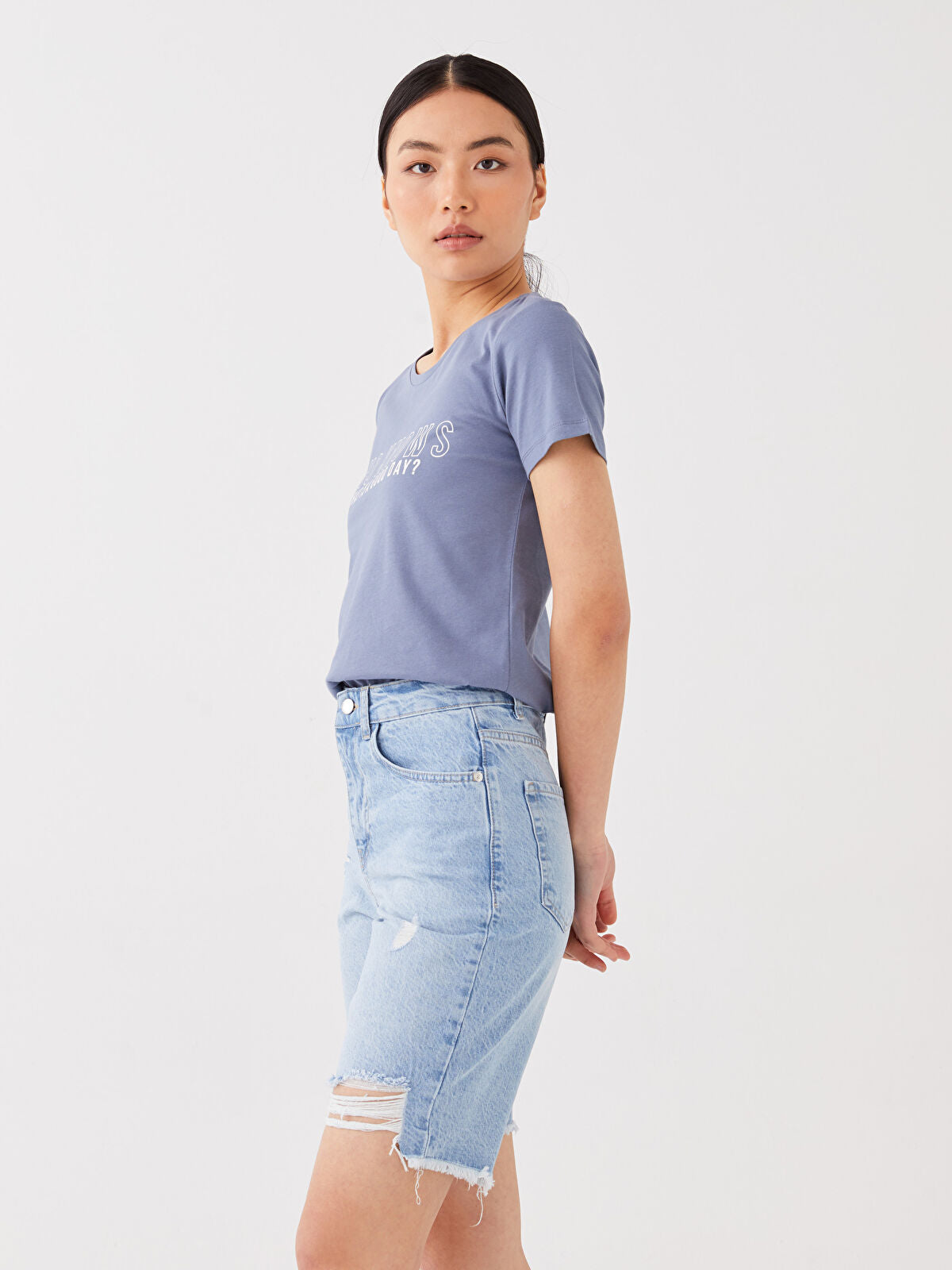 Bermuda Fit Ripped Women's Denim Jean Shorts
