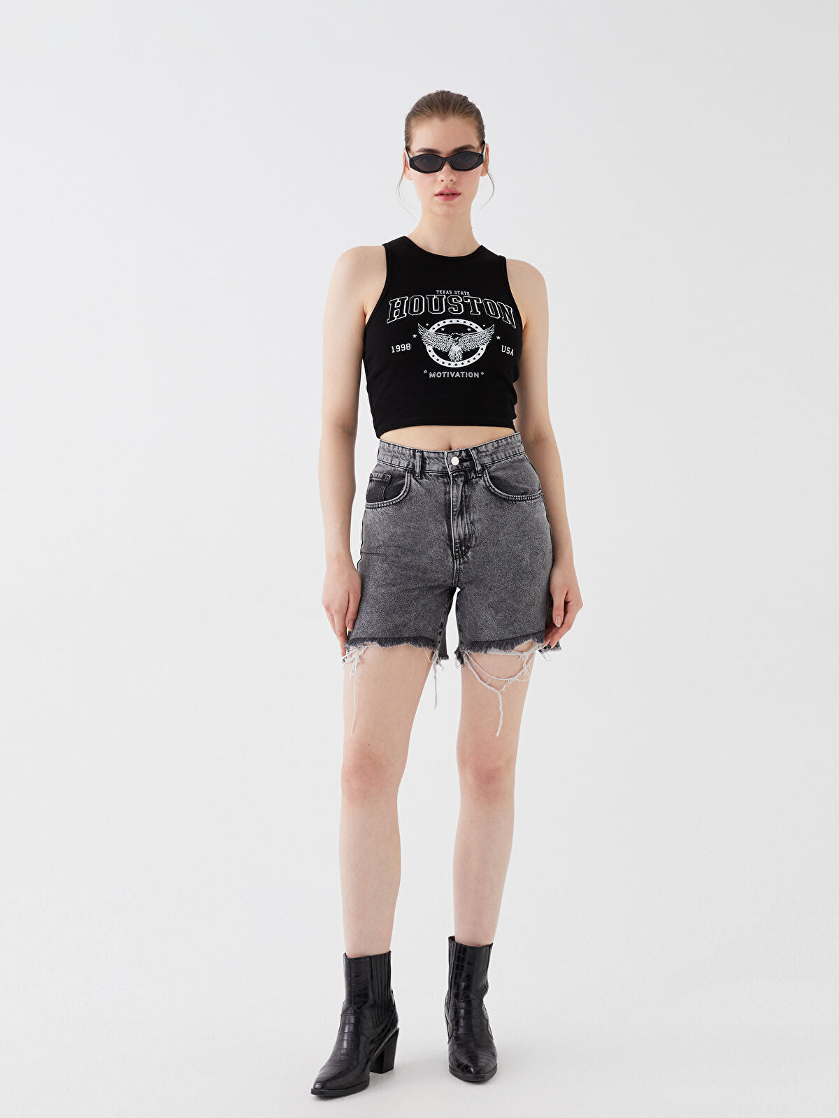 Bermuda Fit Ripped Women's Denim Jean Shorts