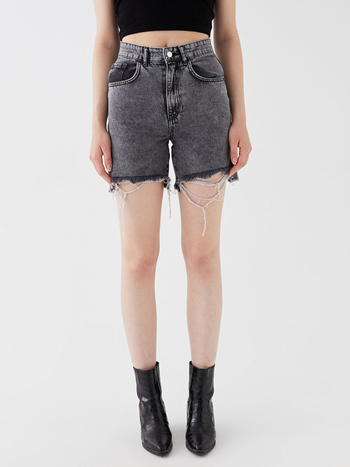 Bermuda Fit Ripped Women's Denim Jean Shorts