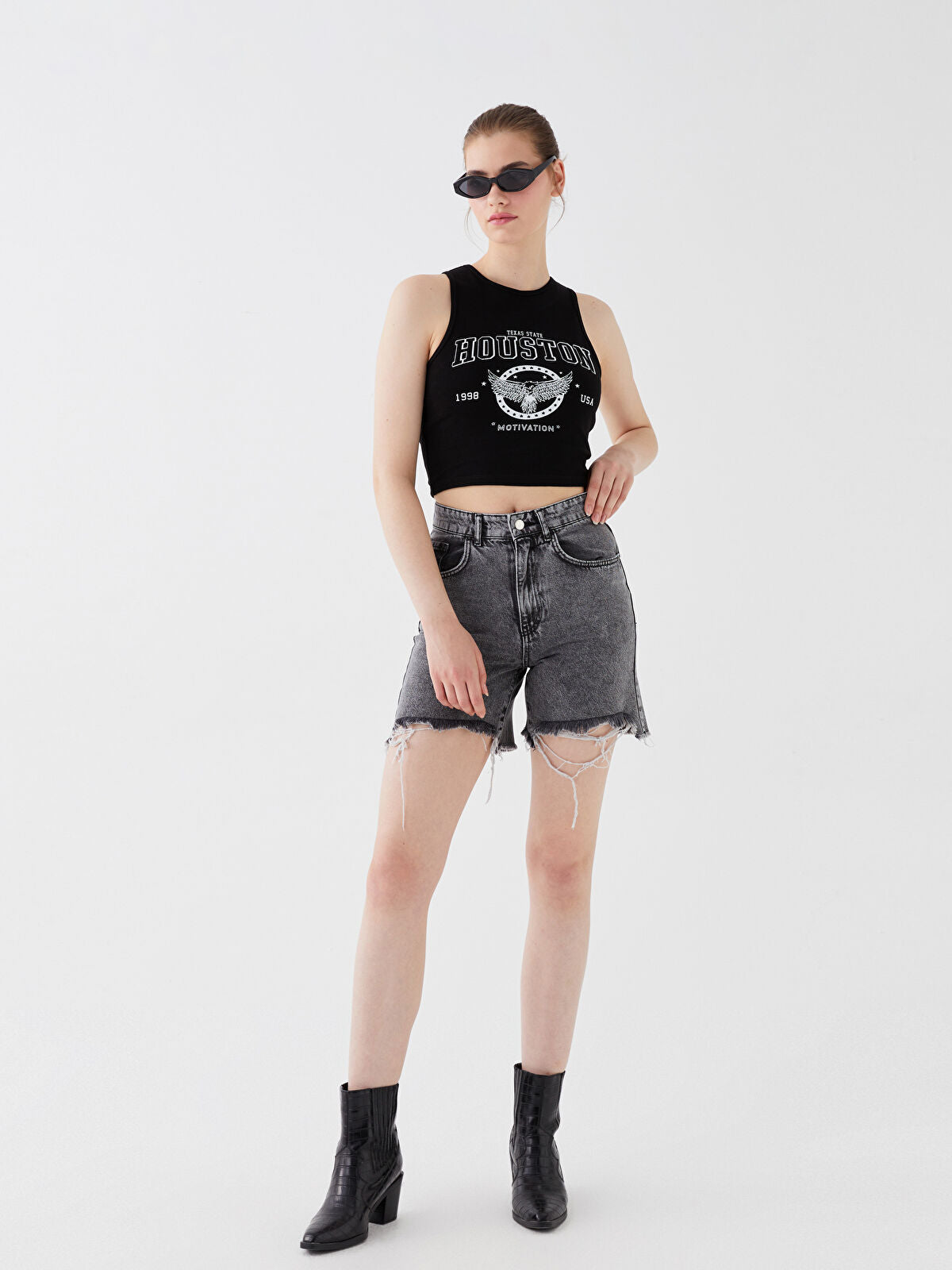 Bermuda Fit Ripped Women's Denim Jean Shorts