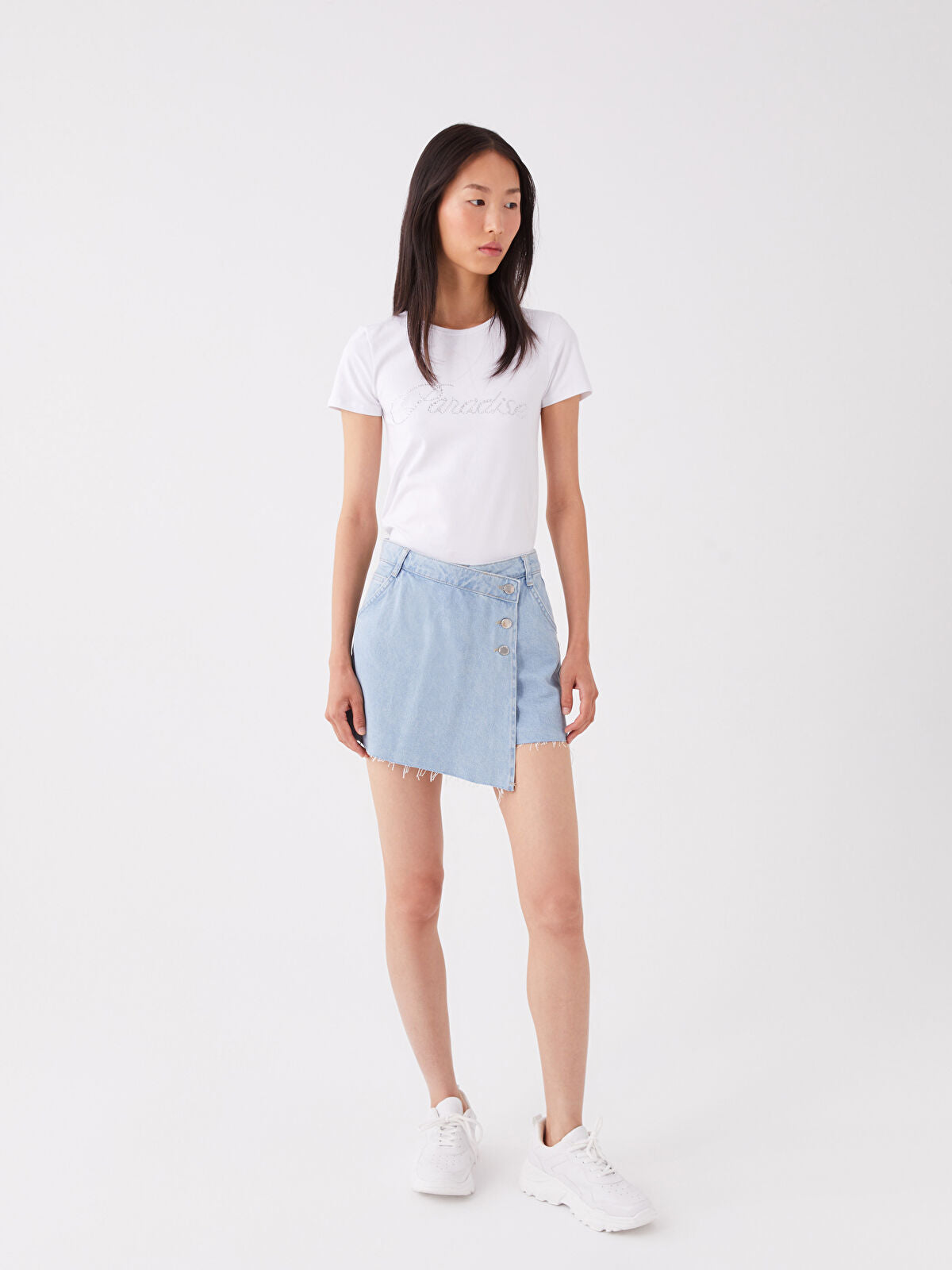 Women Standard Fit Straight Jeans Shorts Skirt