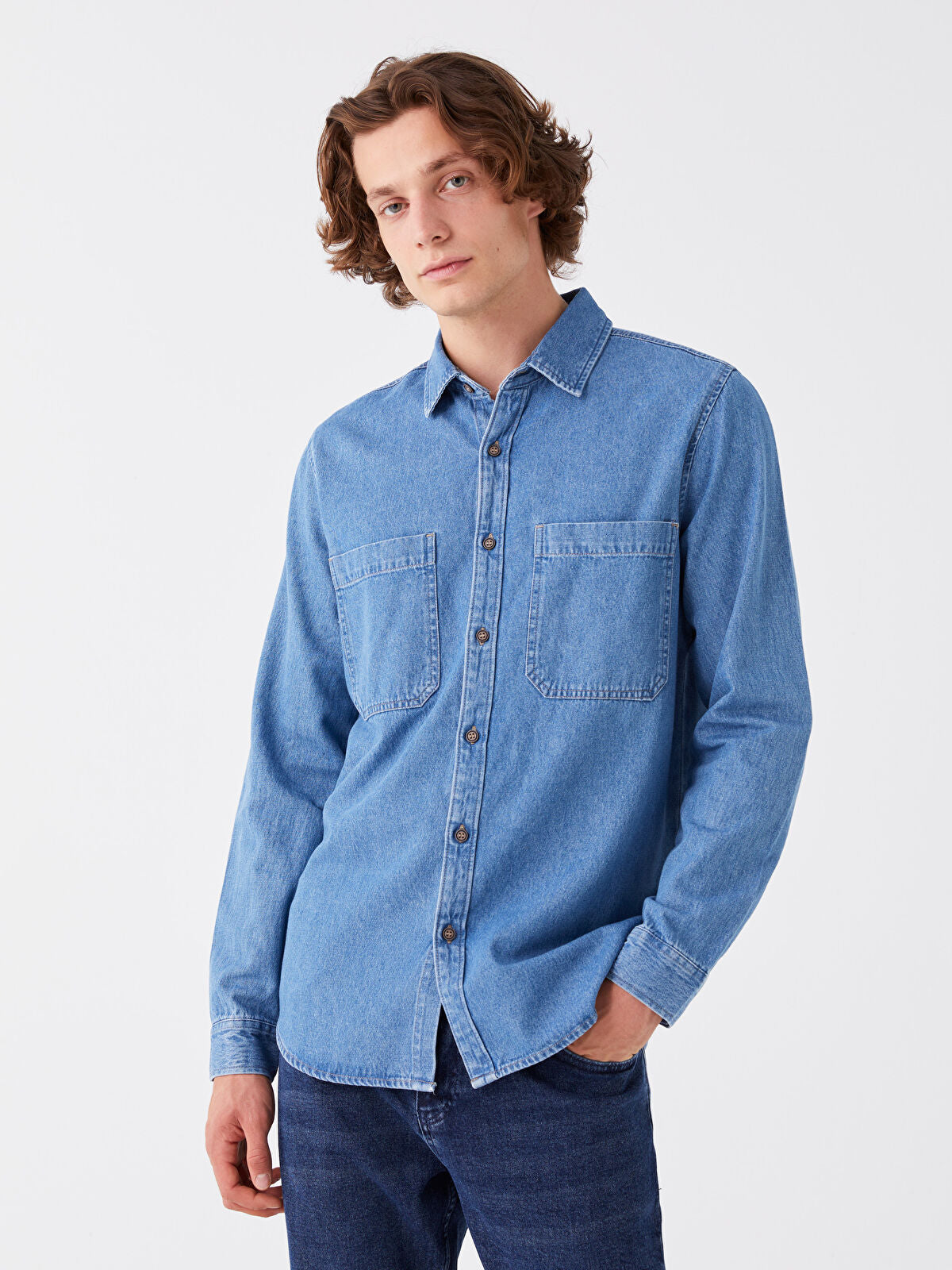 Regular Fit Long Sleeve Men's Jeans T-shirt