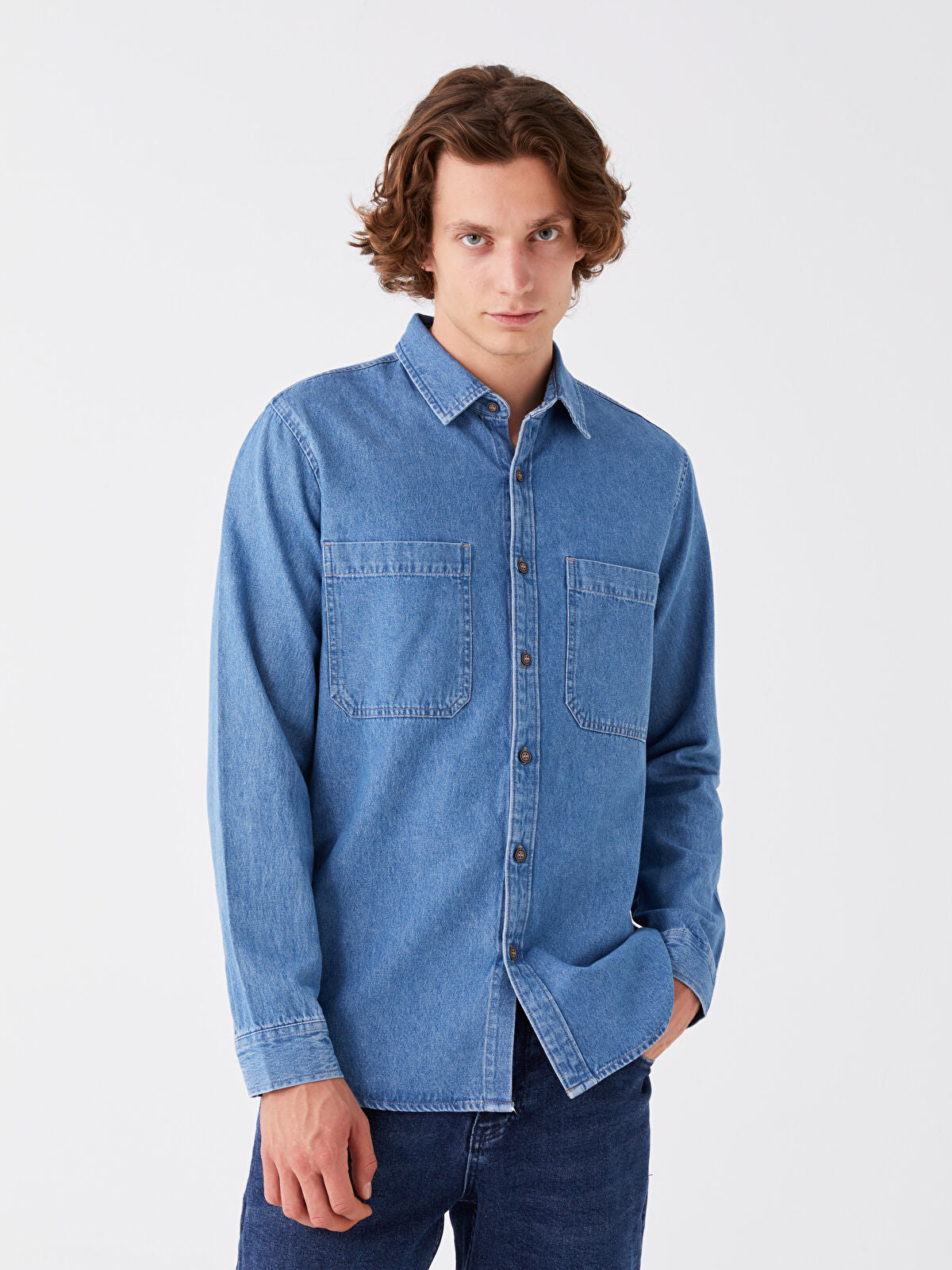 Regular Fit Long Sleeve Men's Jeans T-shirt