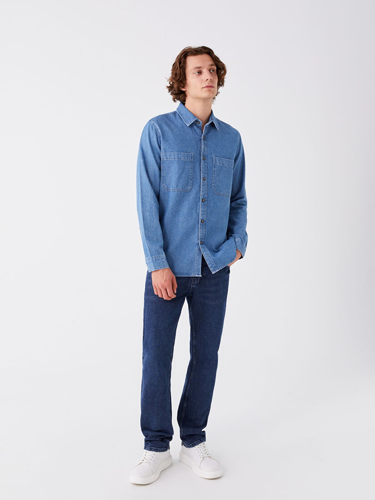 Regular Fit Long Sleeve Men's Jeans T-shirt