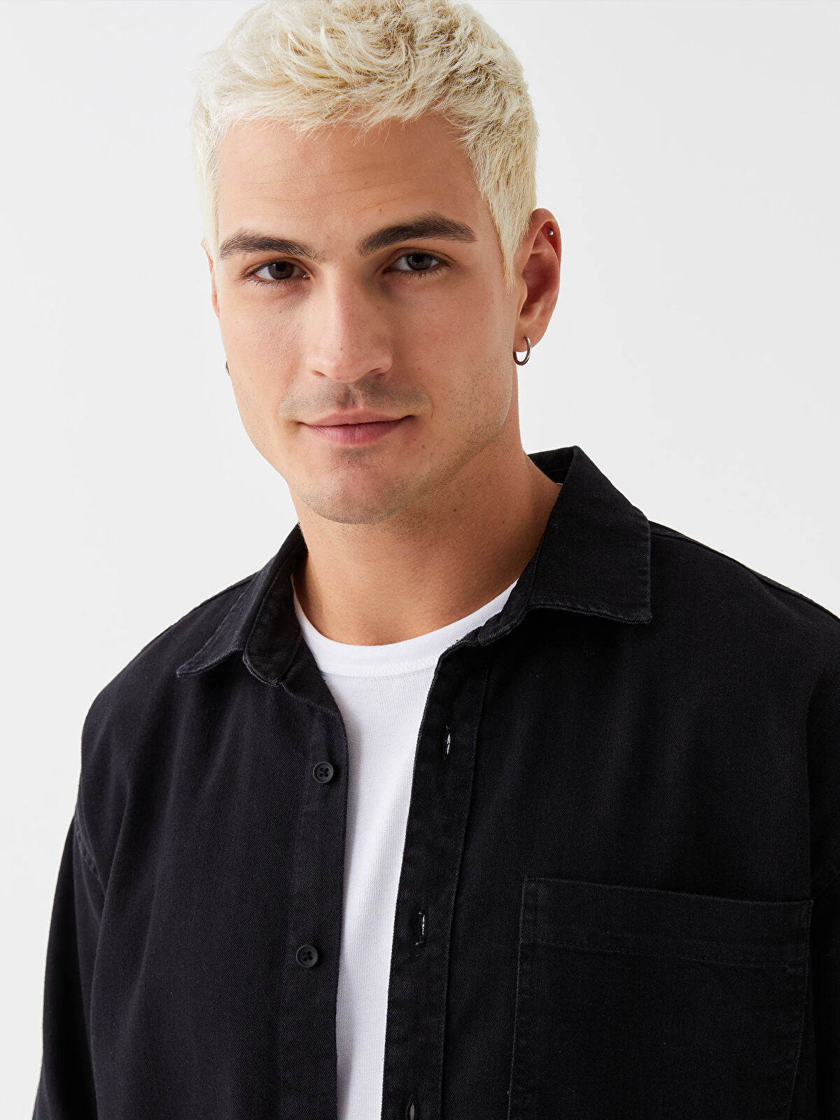Comfortable Long-Sleeve Men's Jean Dress Shirt