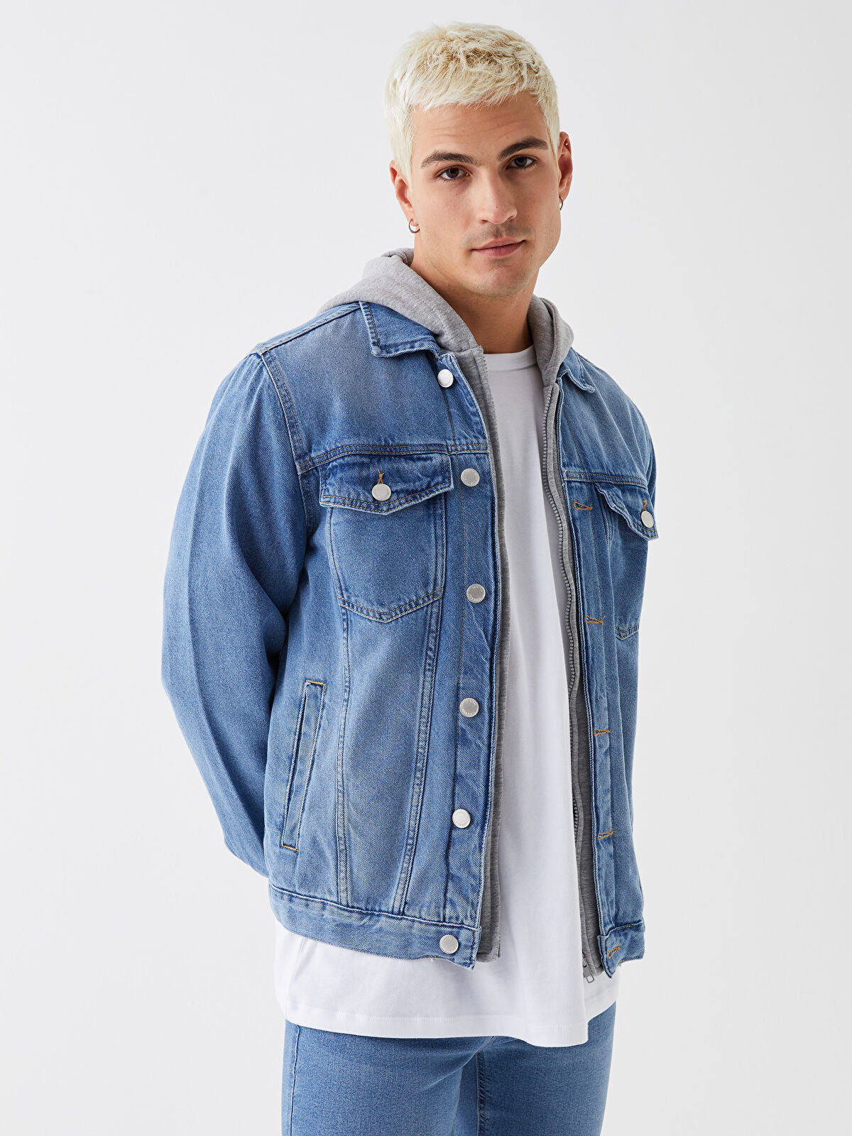 Standard Fit Hooded Men's Jeans Jacket
