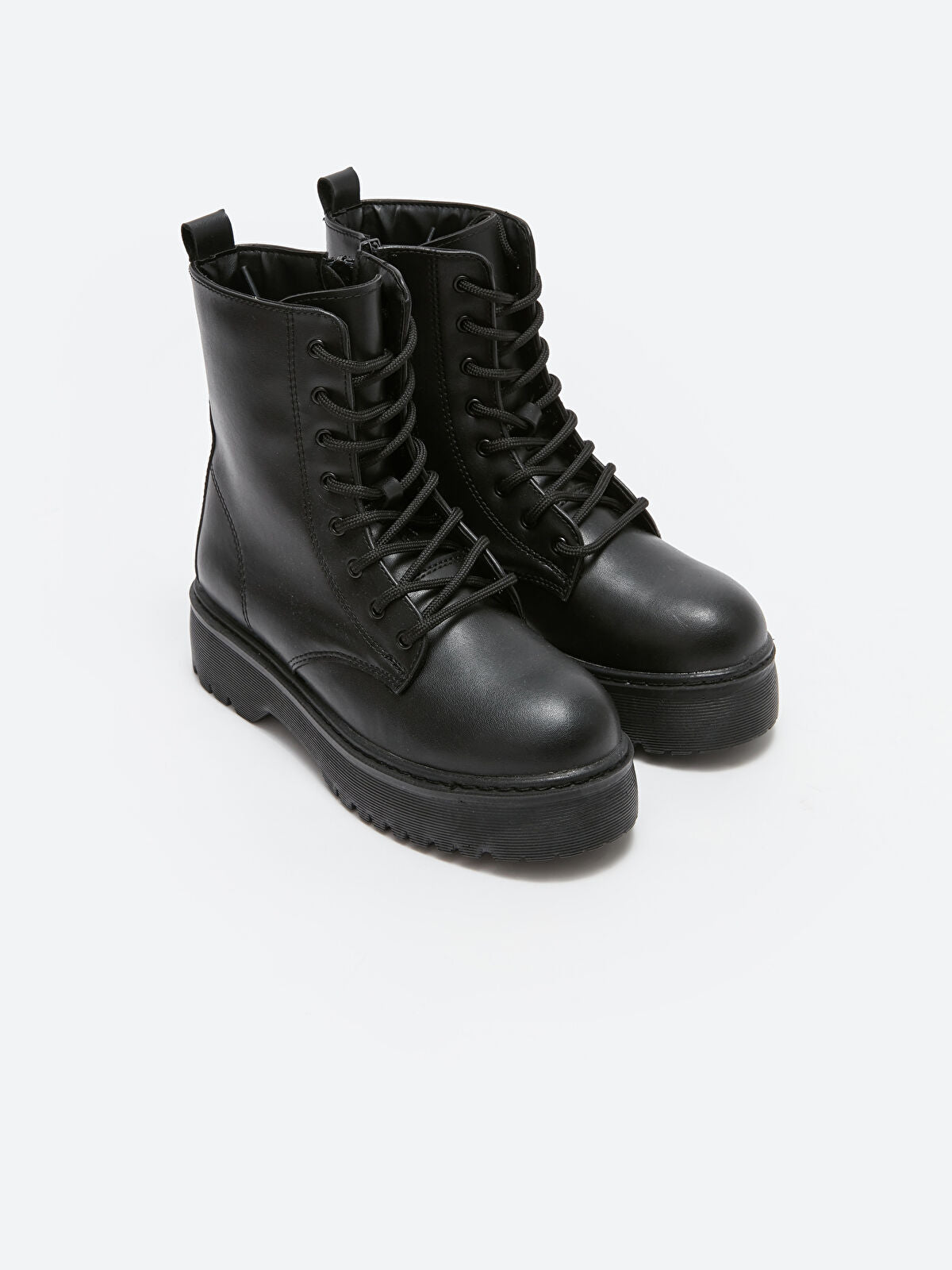 Ankle Strap Leather Look Woman Boot