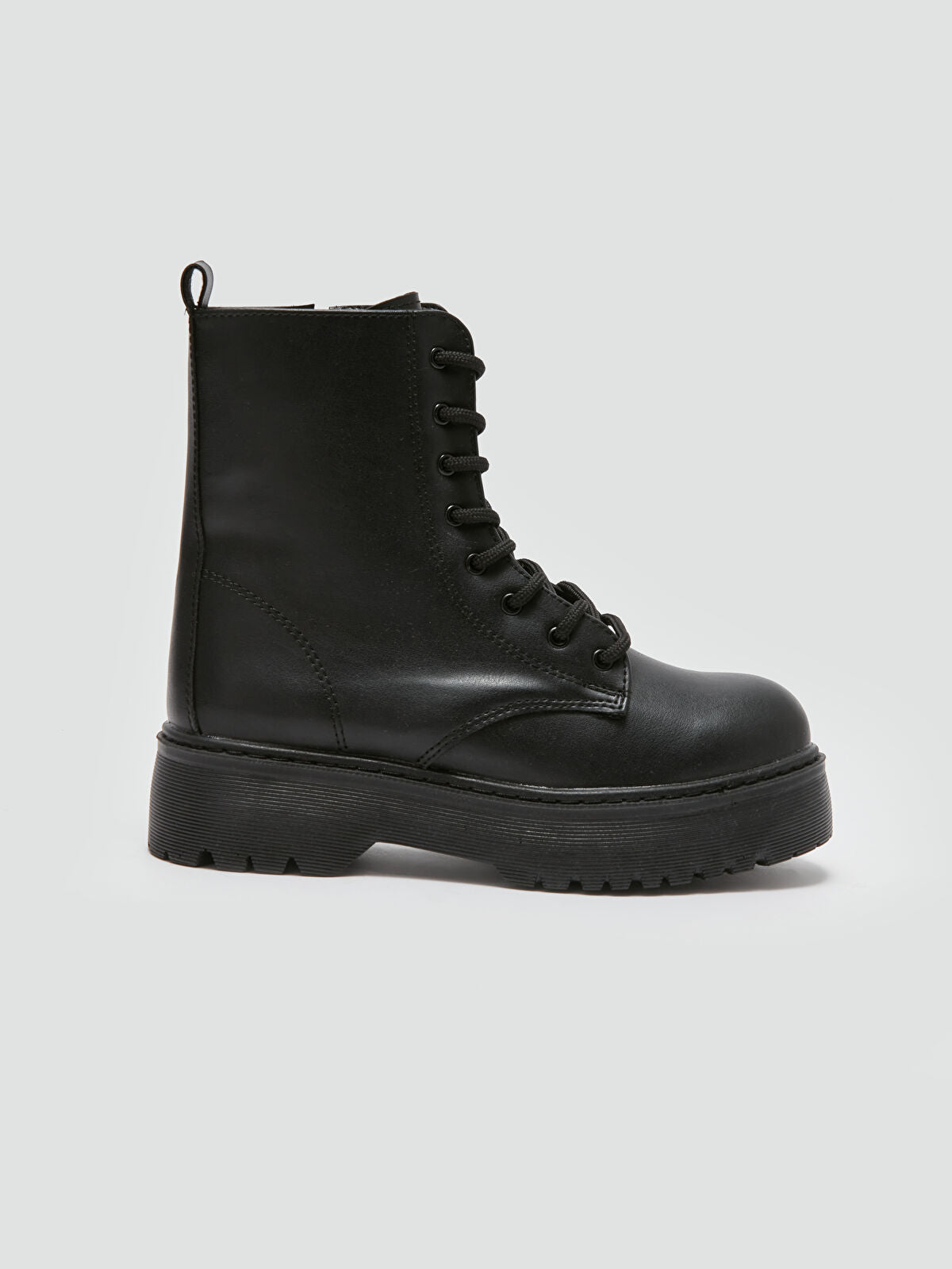 Ankle Strap Leather Look Woman Boot