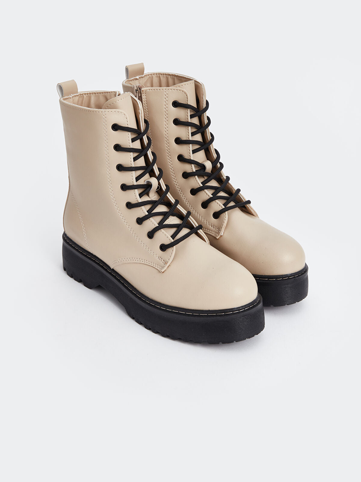 Ankle Strap Leather Look Woman Boot