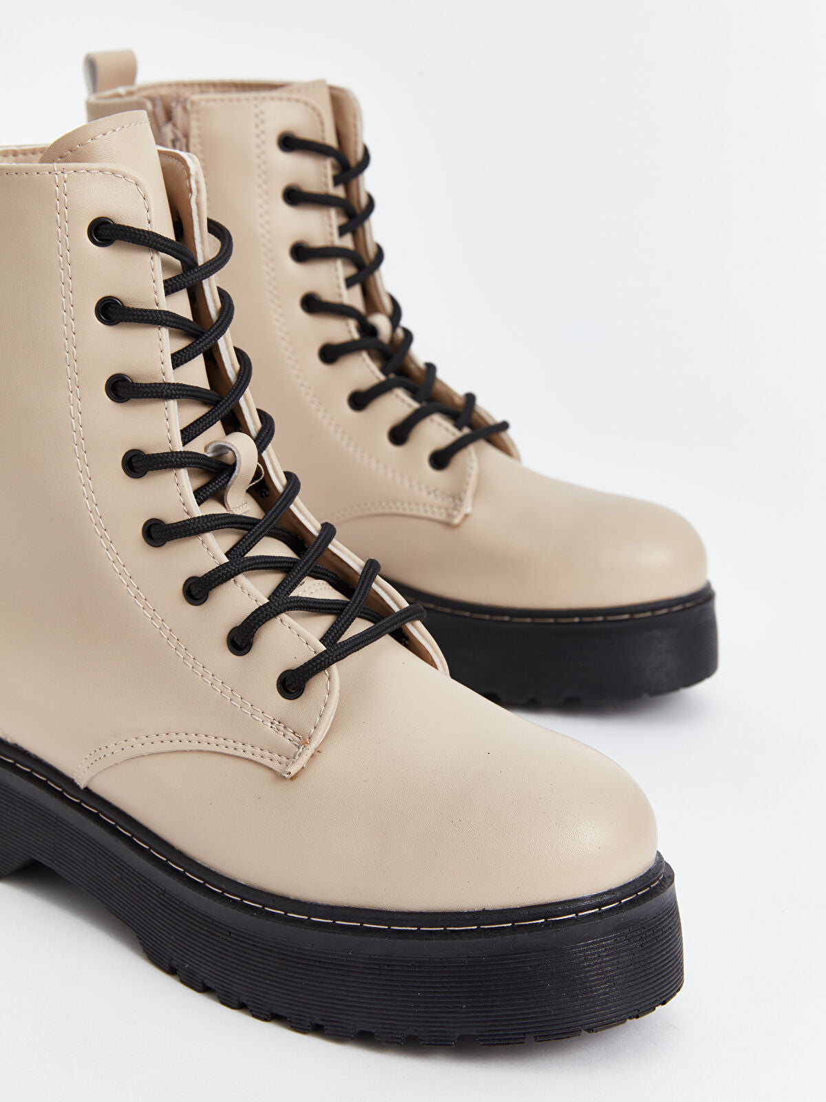 Ankle Strap Leather Look Woman Boot