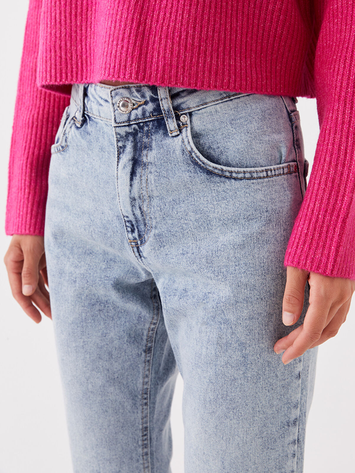 High Waist Straight Fit Women's Jeans Pants