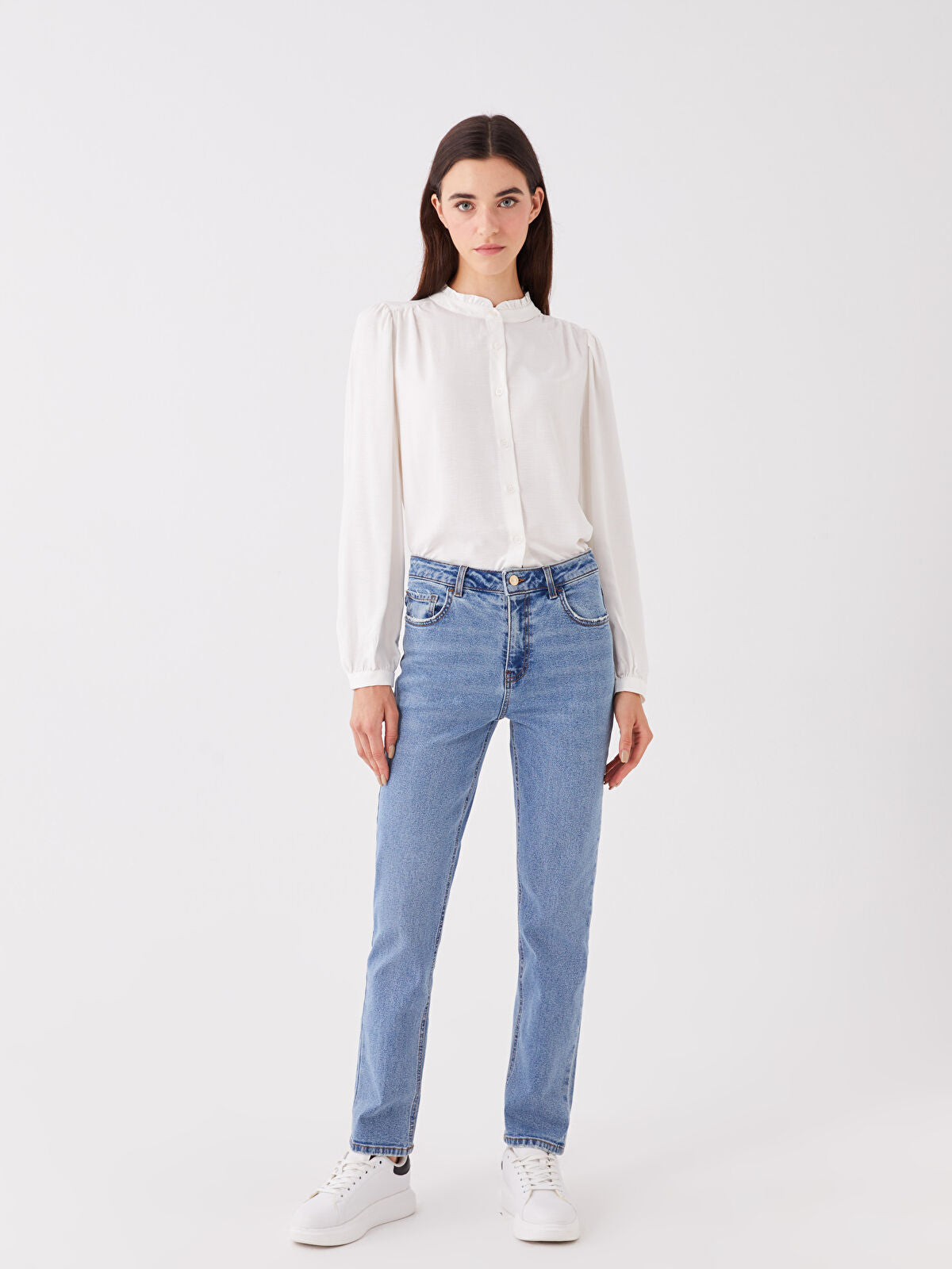 High Waist Straight Fit Women's Jeans Pants