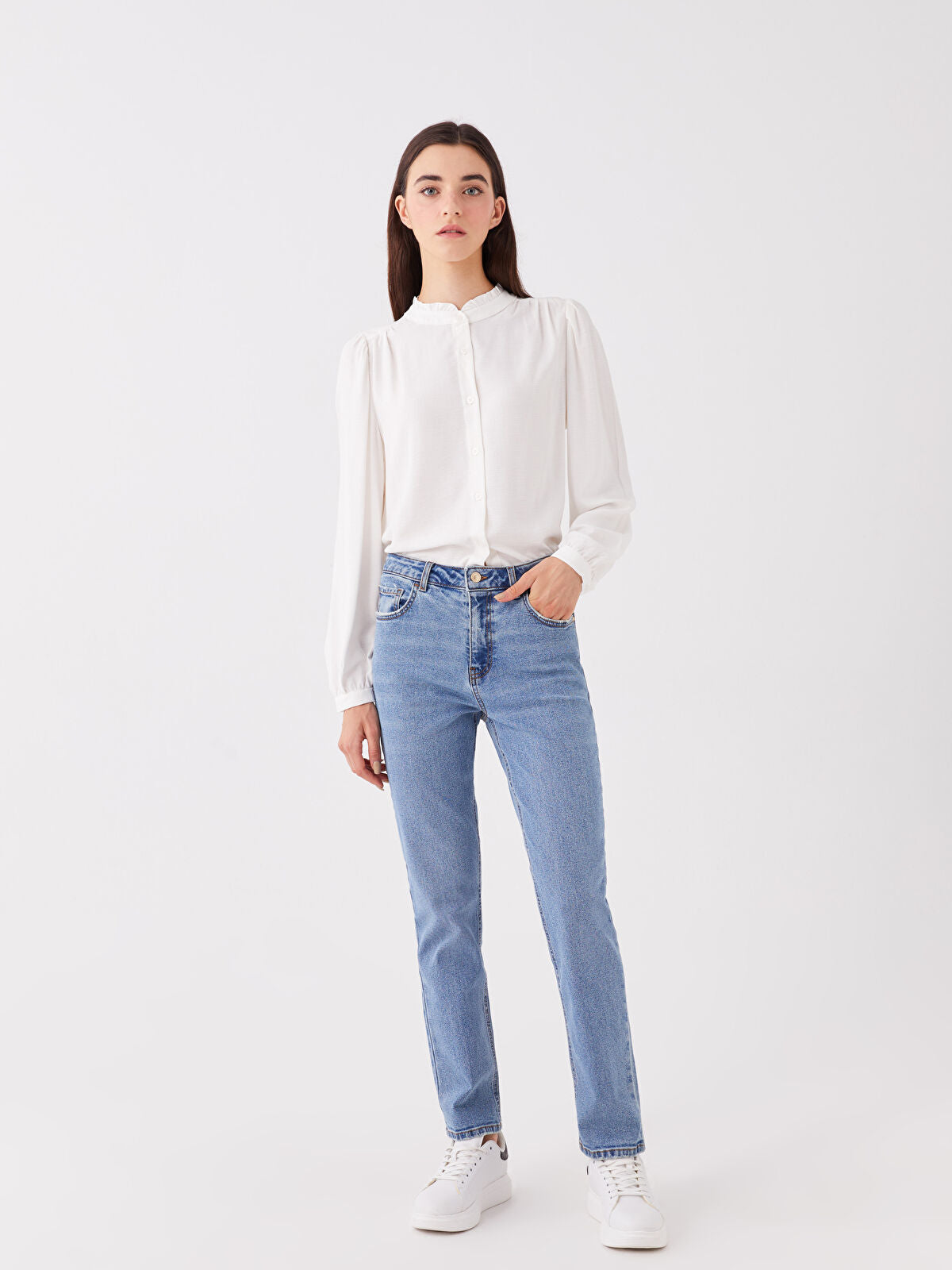 High Waist Straight Fit Women's Jeans Pants